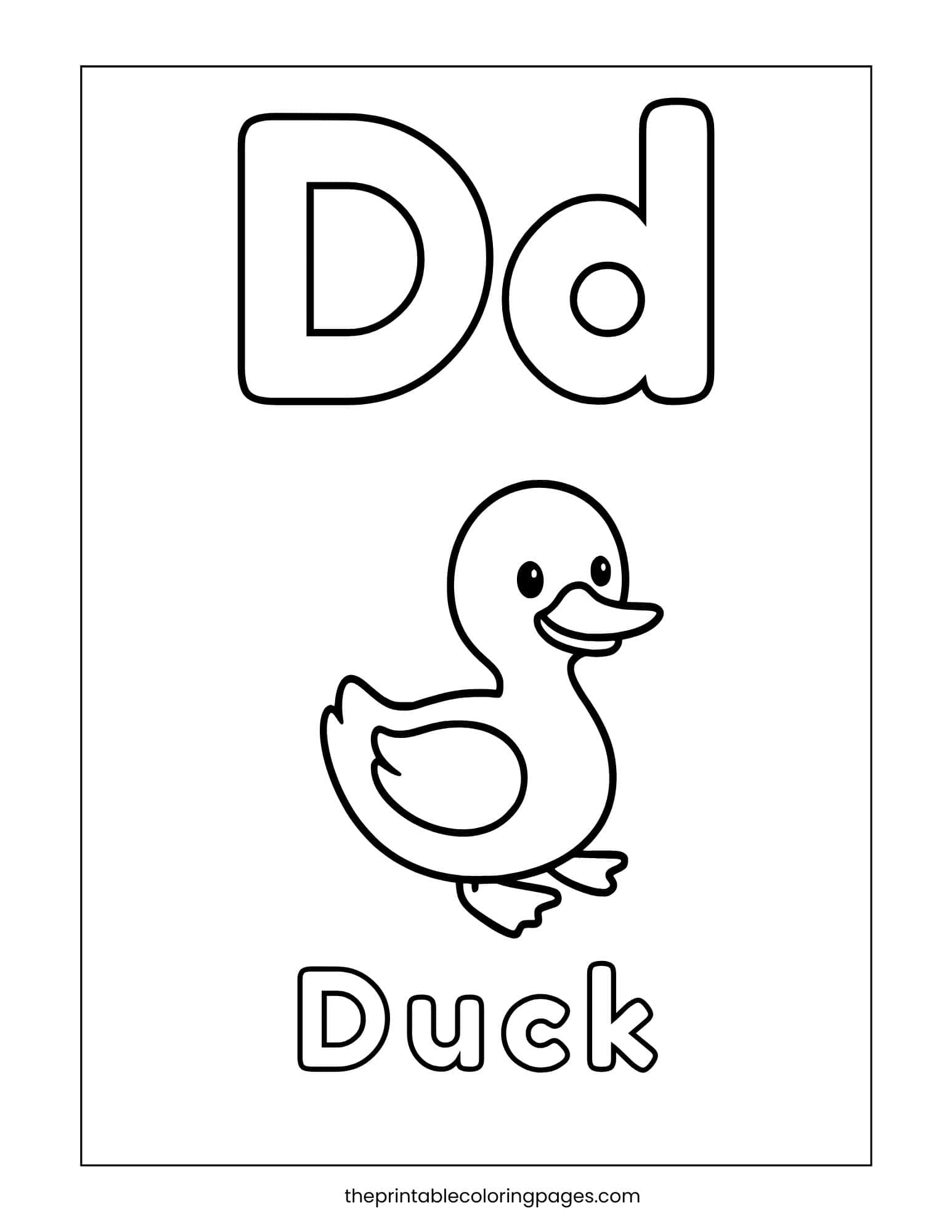 Simple letter D is for Dinosaur coloring page for early phonics.