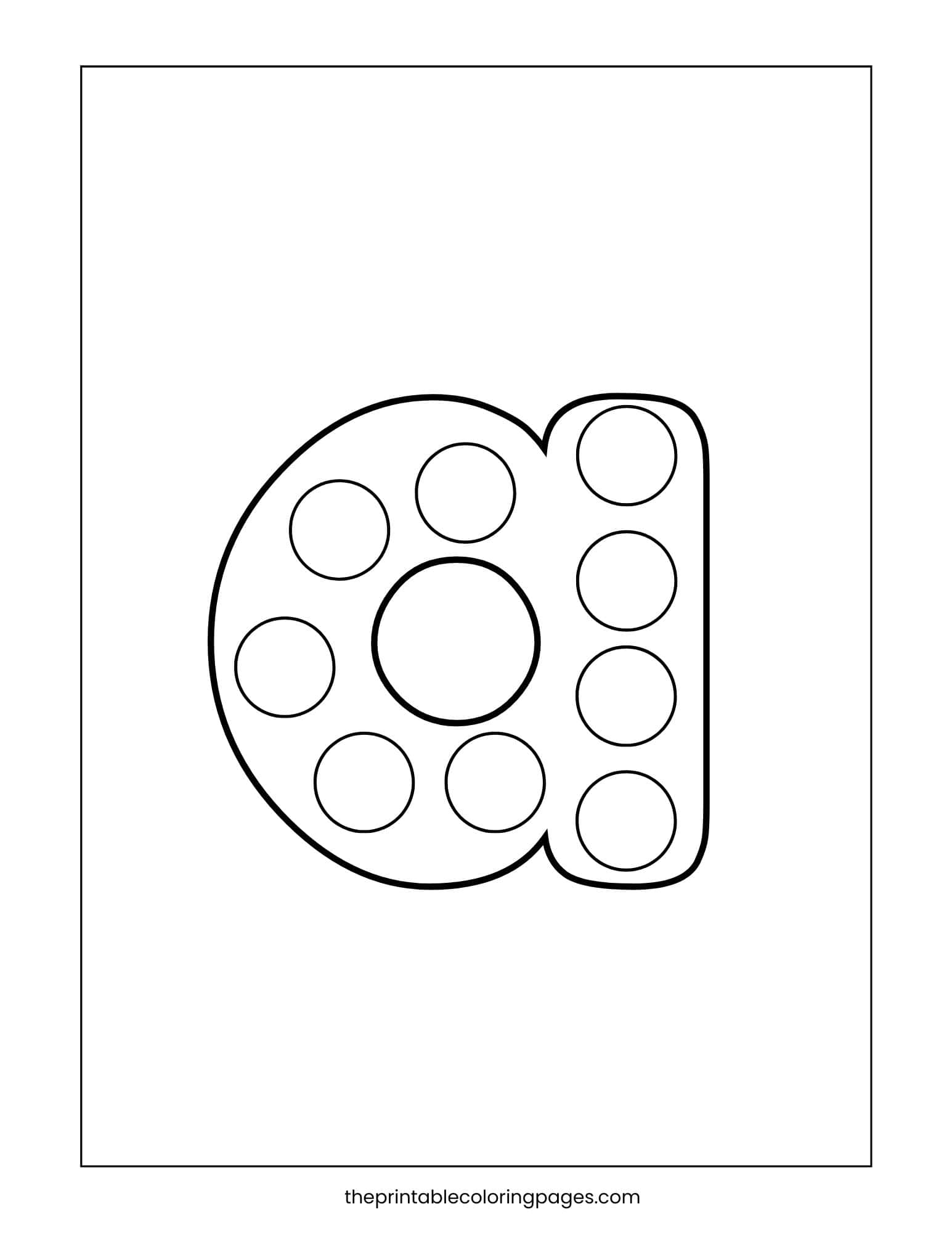 Lowercase letter a dot marker coloring page with large circles for toddlers to fill in using dot markers.