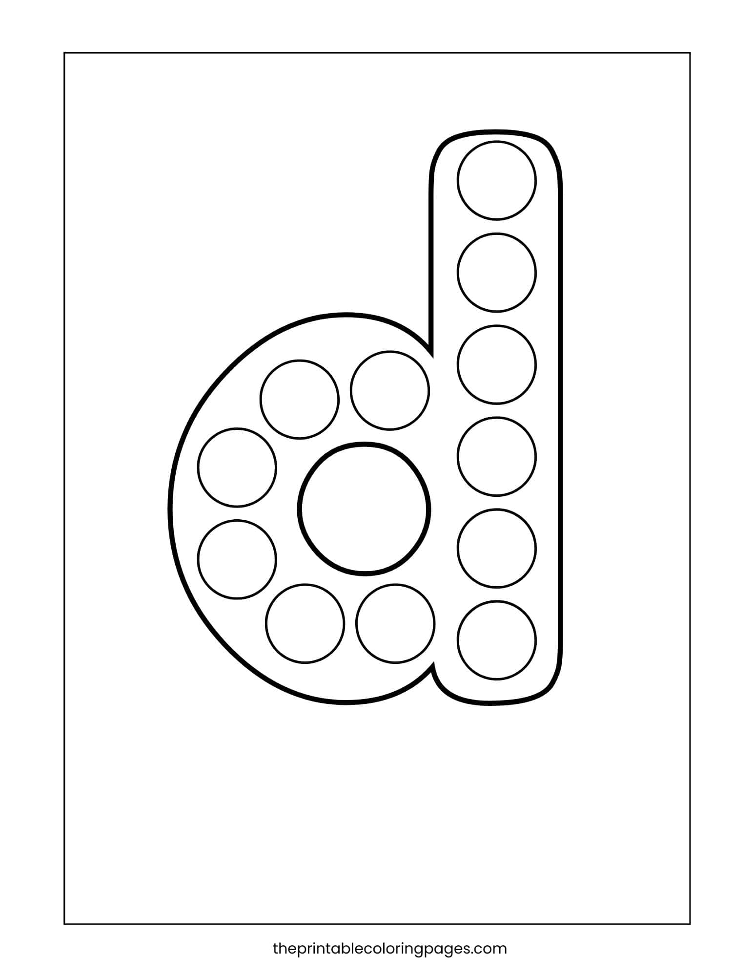 Lowercase letter d dot marker printable for developing small muscle control.