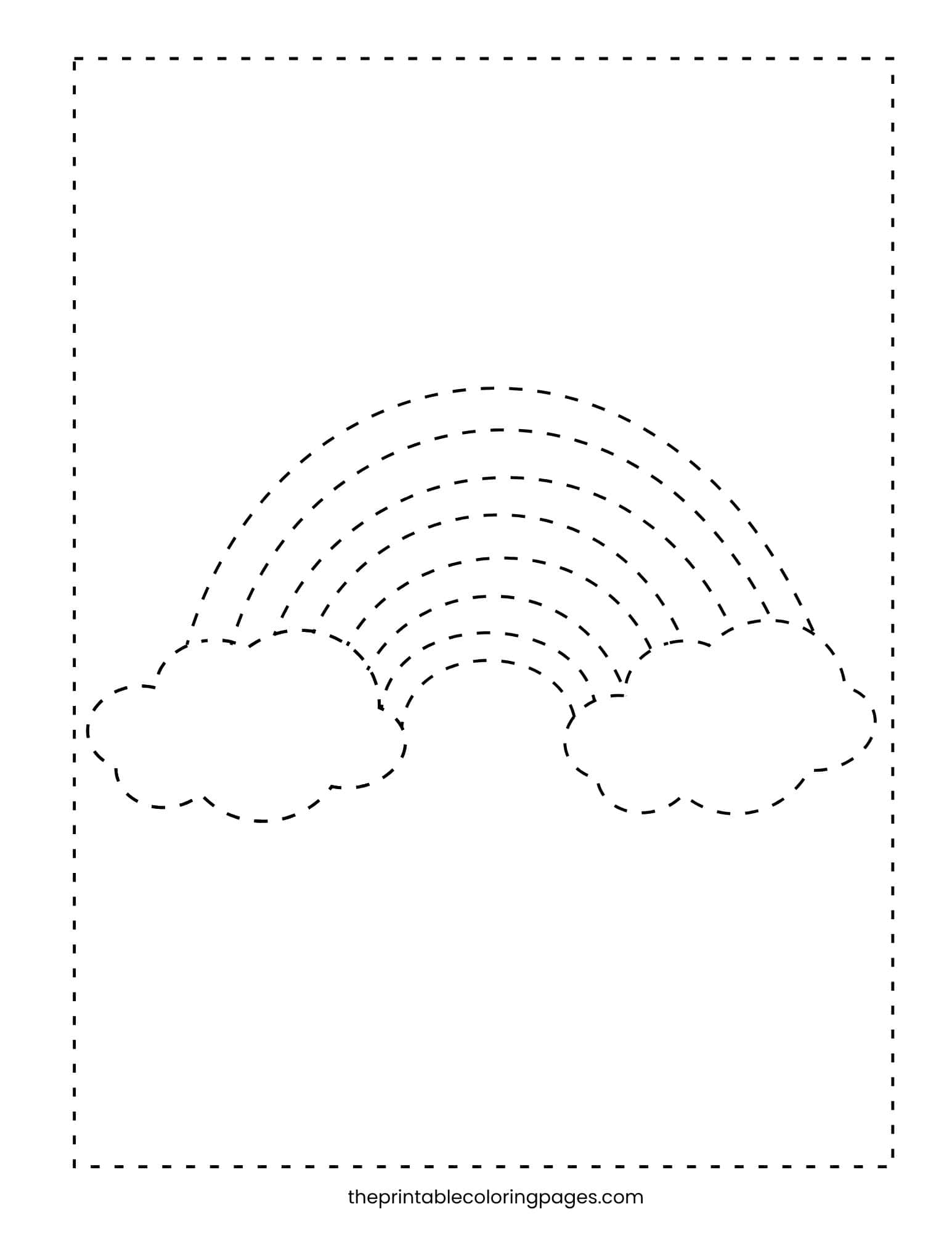 Printable rainbow tracing worksheet for fine motor skill development.