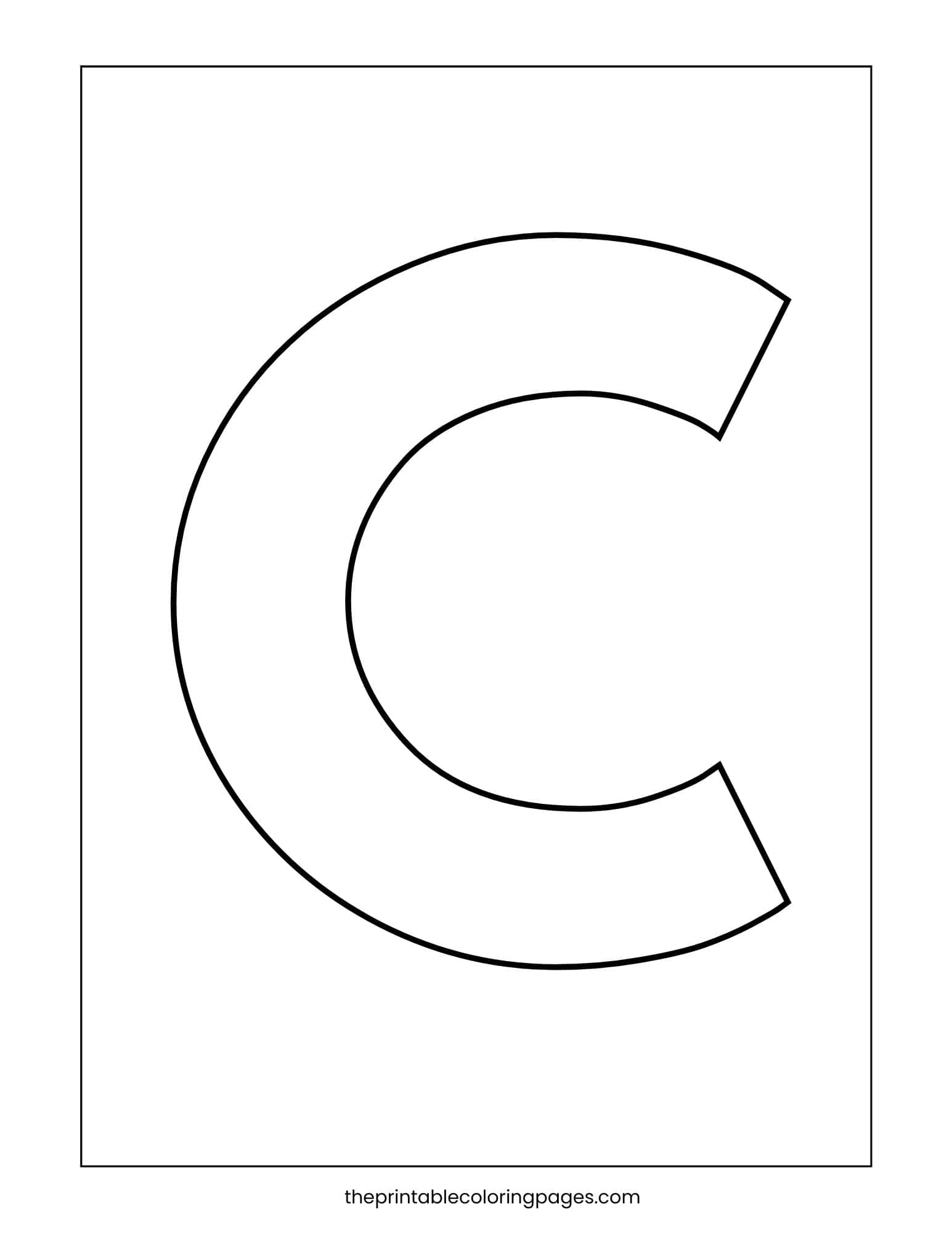 Simple bold uppercase C coloring sheet for basic recognition.