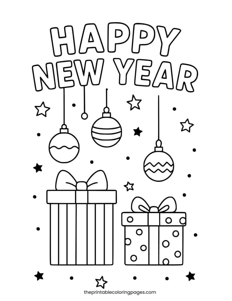 Free Printable New Year Coloring Pages for Kids - The Printable
