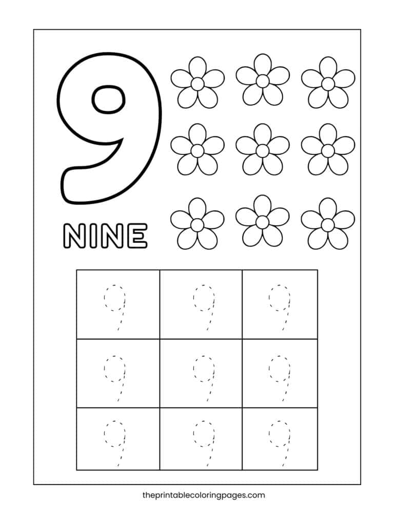 Free Printable Number 9 Coloring Pages for Early Learners - The ...