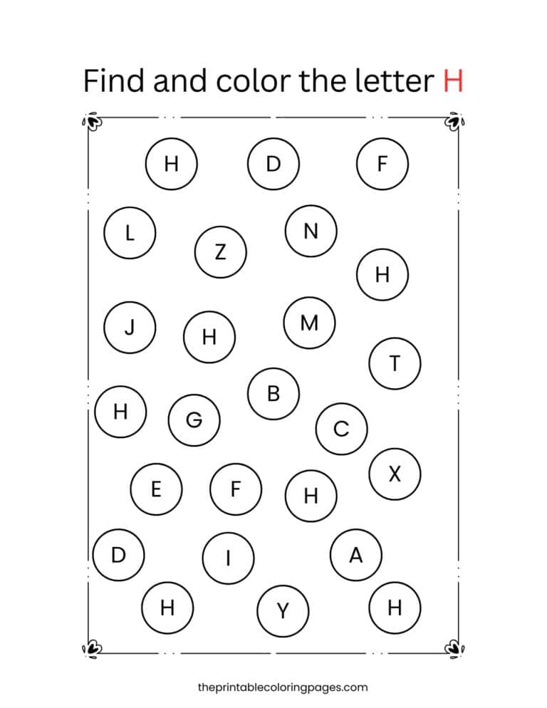 Letter H Coloring Pages for Kids - The Printable Coloring Pages