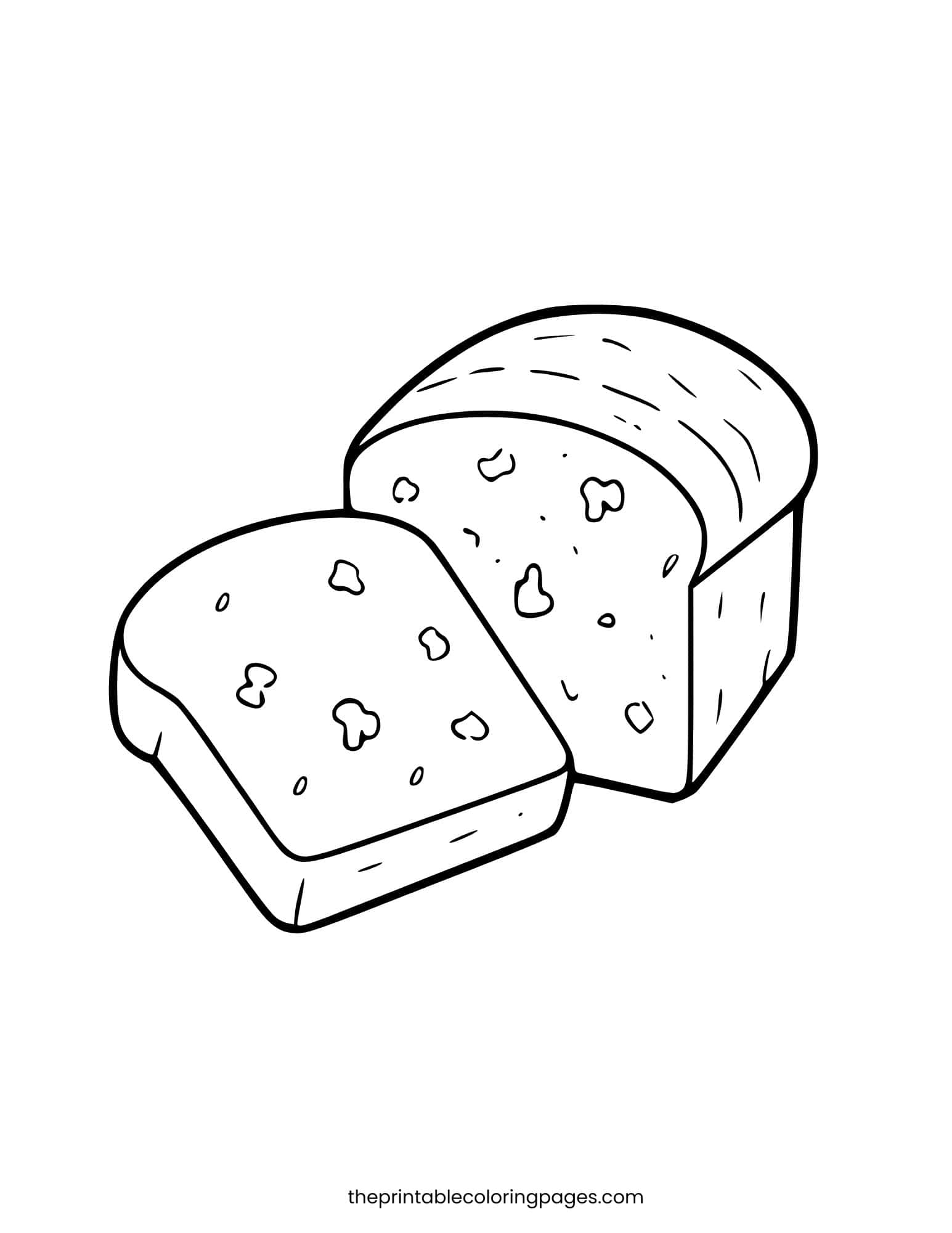 A loaf of banana bread with one slice cut off. Clean and simple preschool design.
