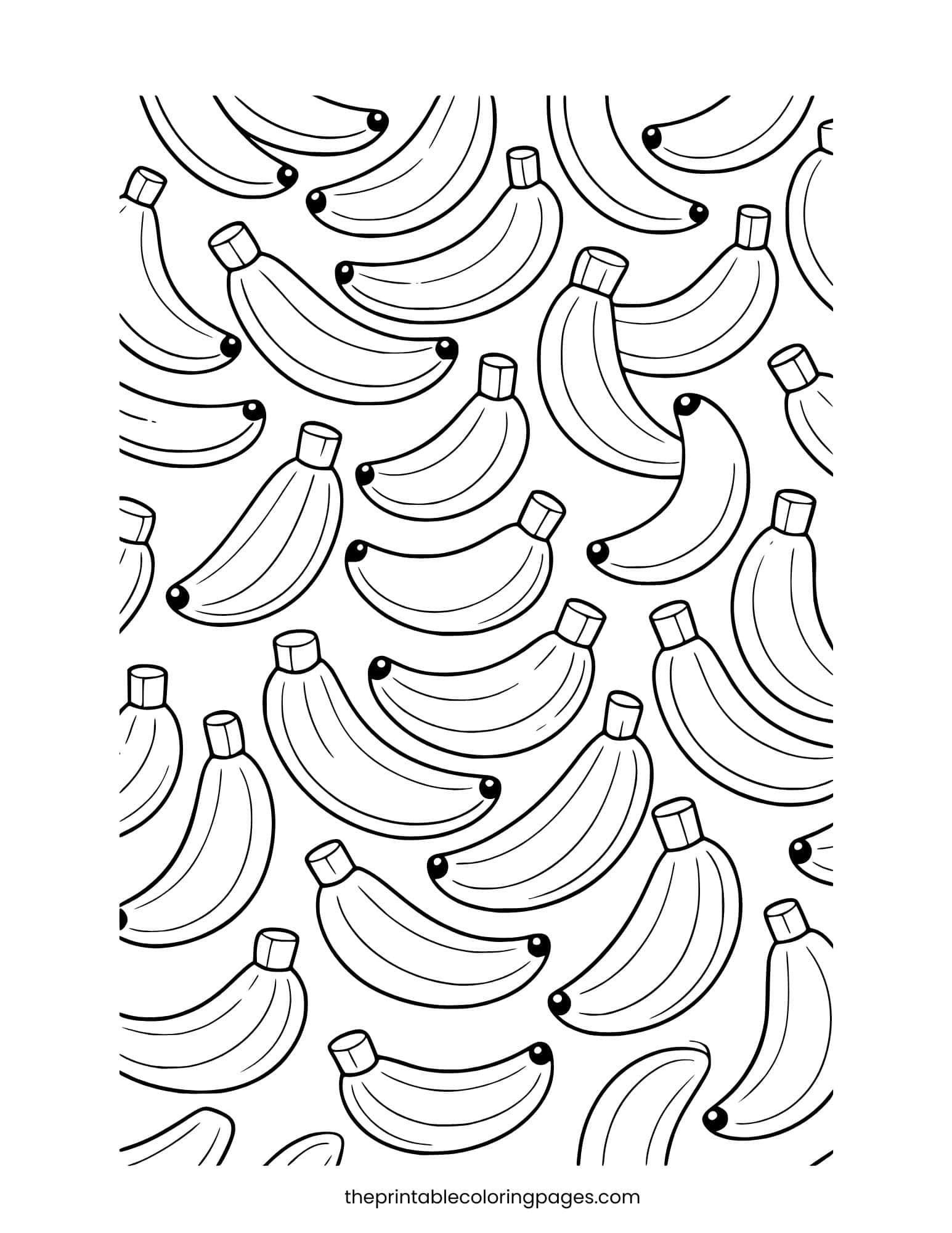 A simple pattern of many bananas covering the page with thick lines.