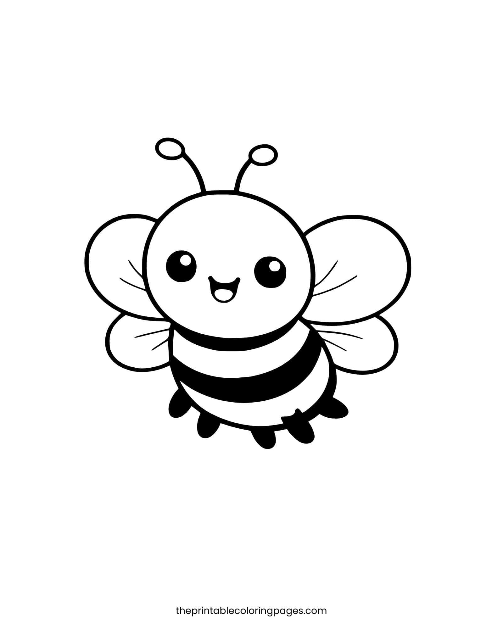 Smiling bee with thick outlines and a clean white background.