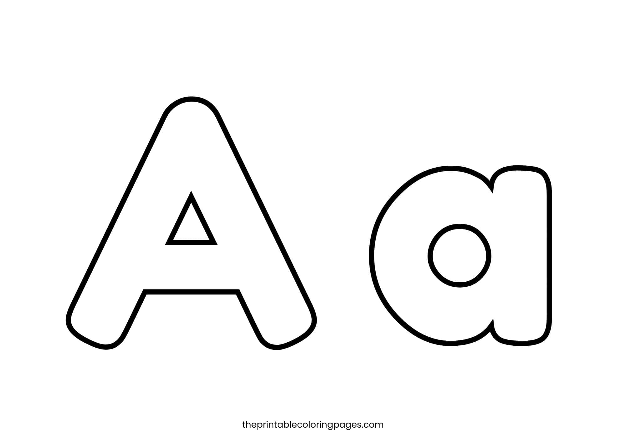 Uppercase and lowercase letter A with thick outlines and a clean white background.