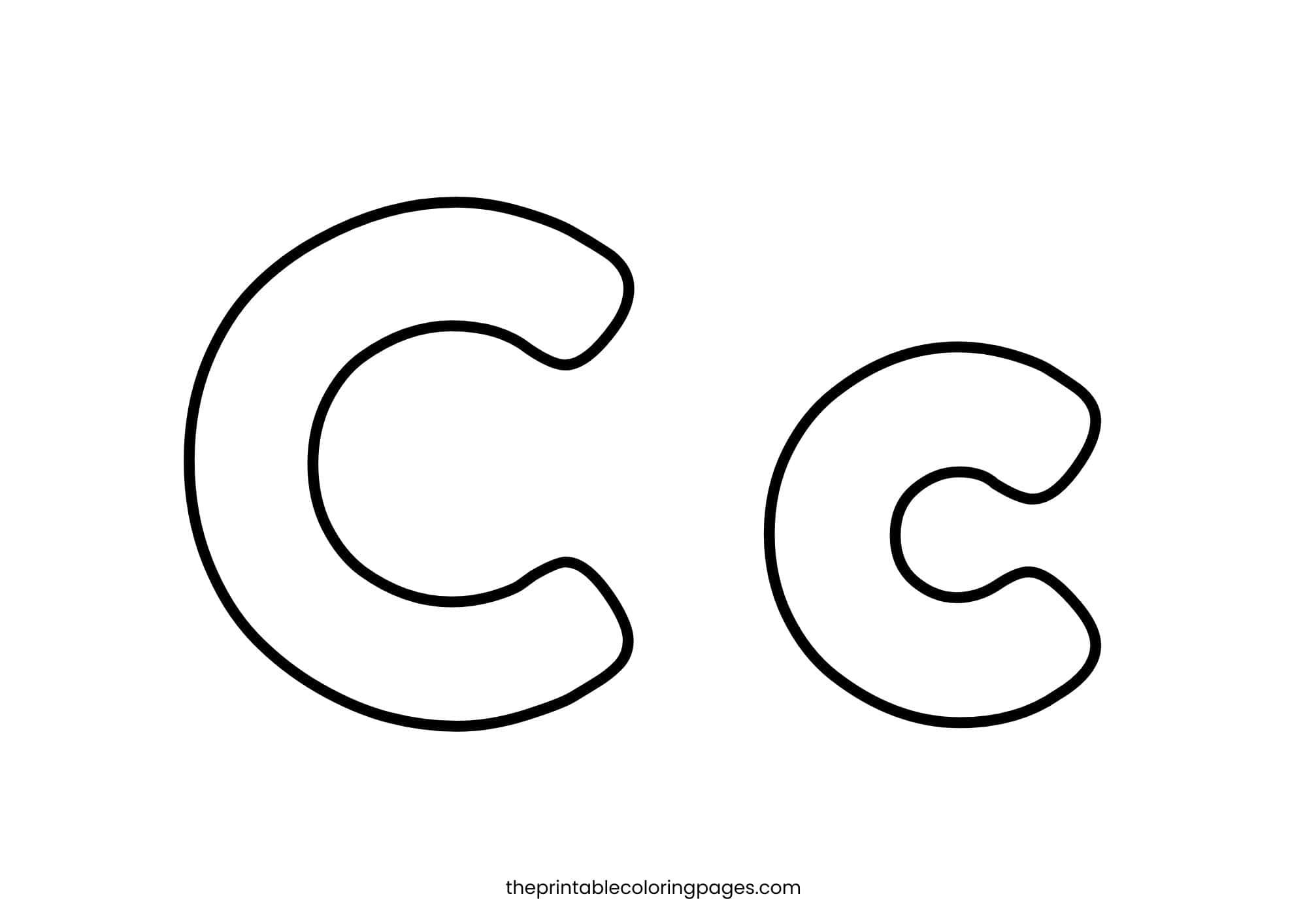 Preschool-friendly letter C with thick outlines on a white background.