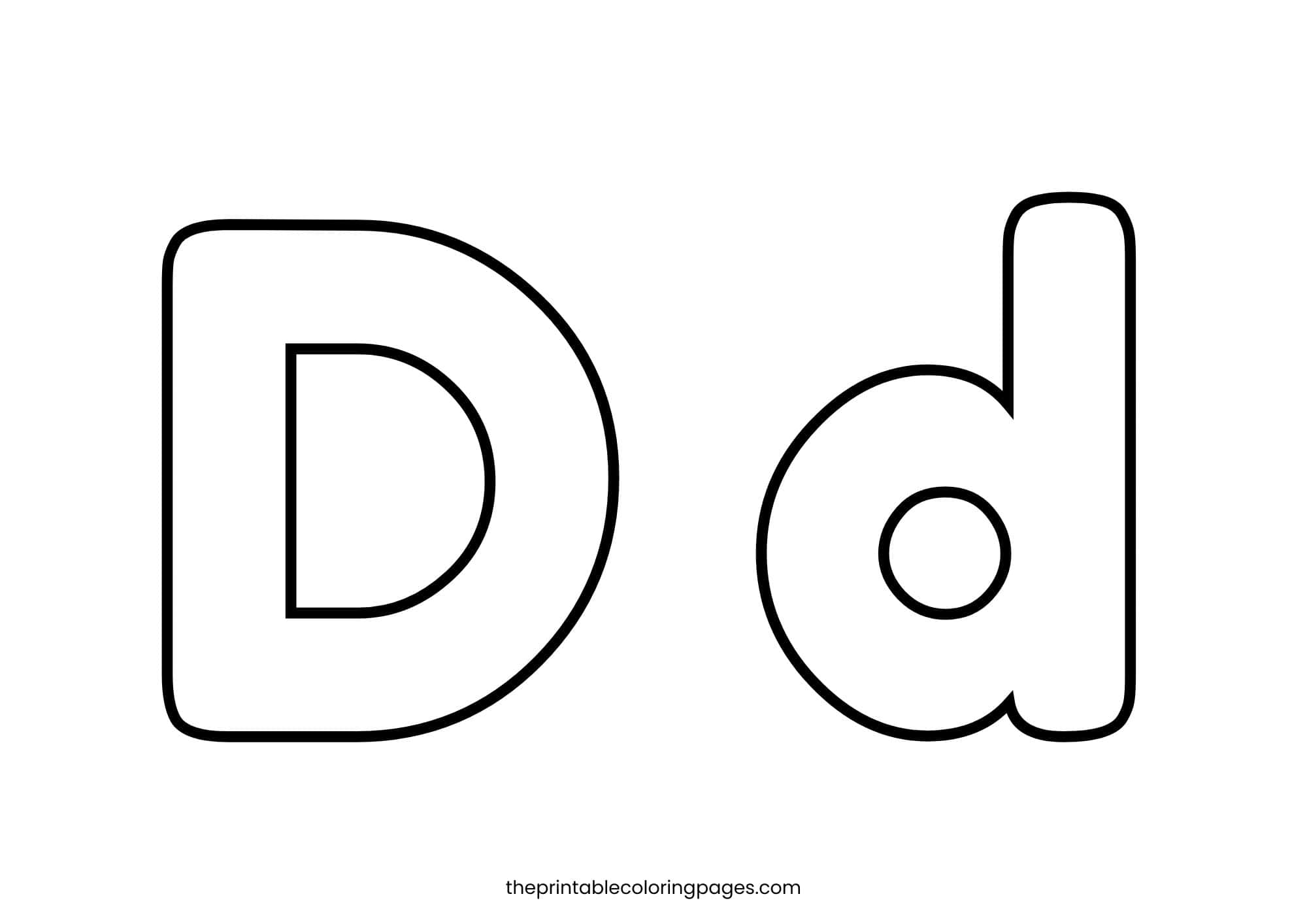 Thickly outlined letter D featuring both capital and small letter shapes.