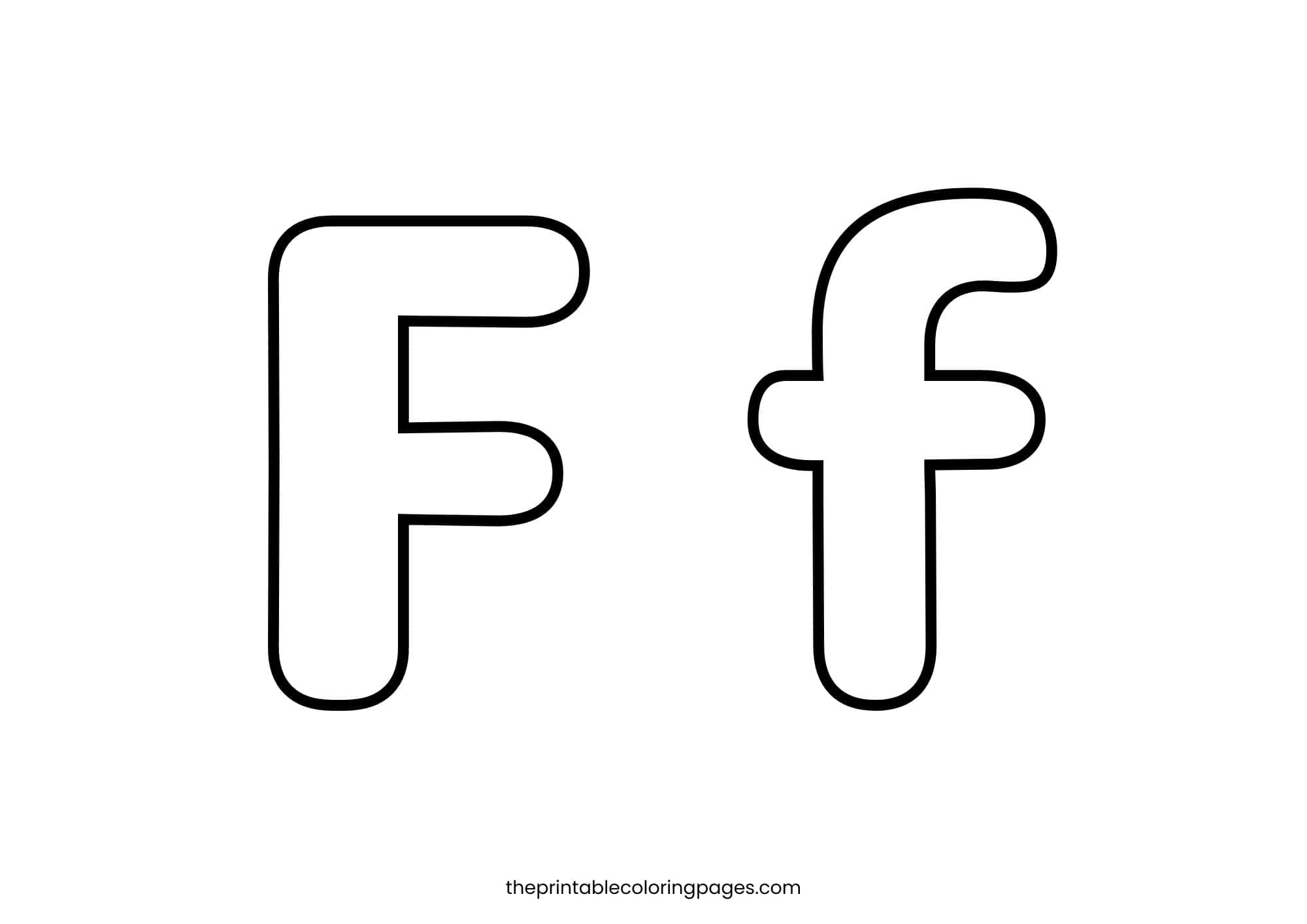 Thickly outlined letter F for toddlers with simple, bold shapes.