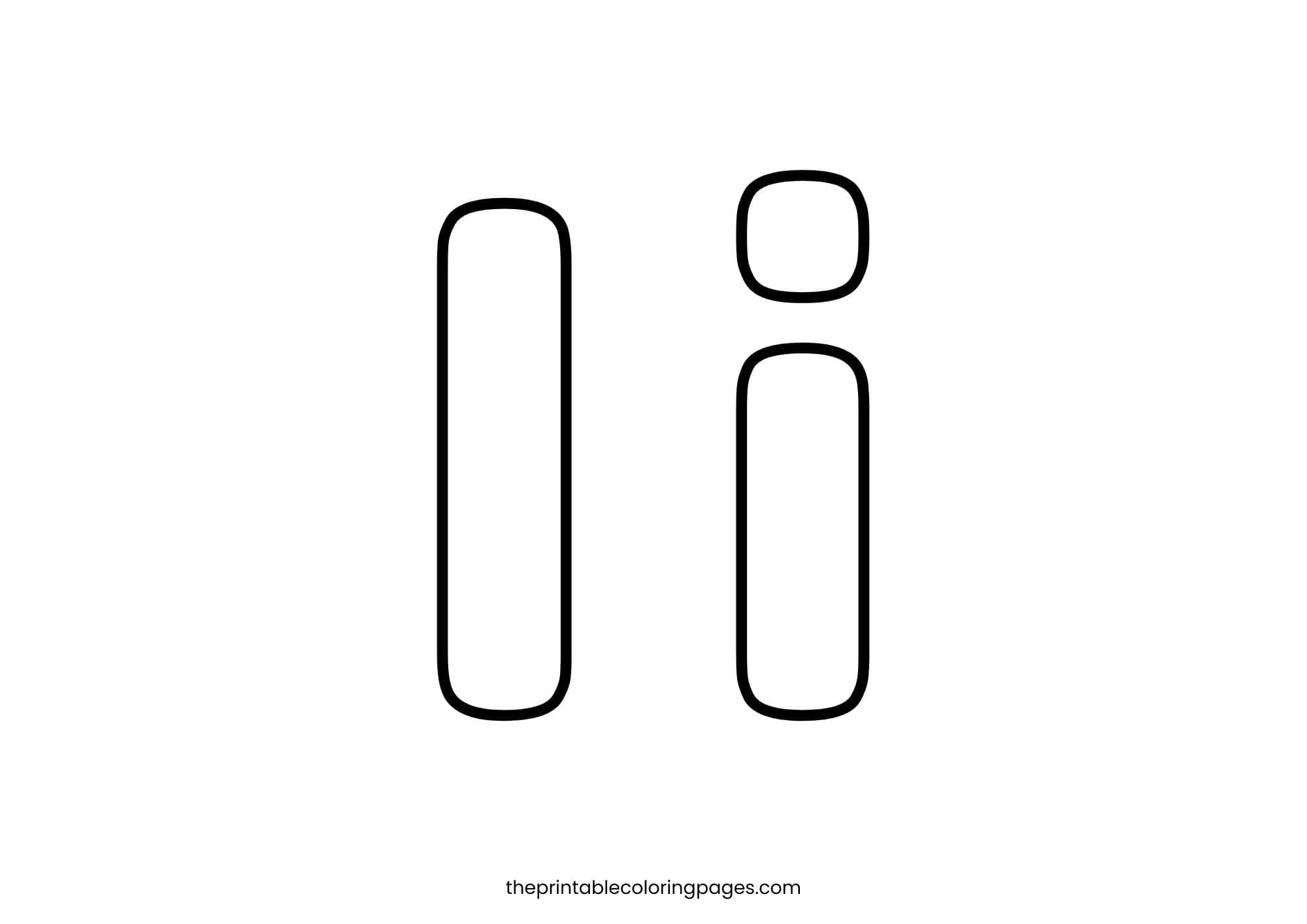 Thickly outlined letter I with a simple design for young learners.