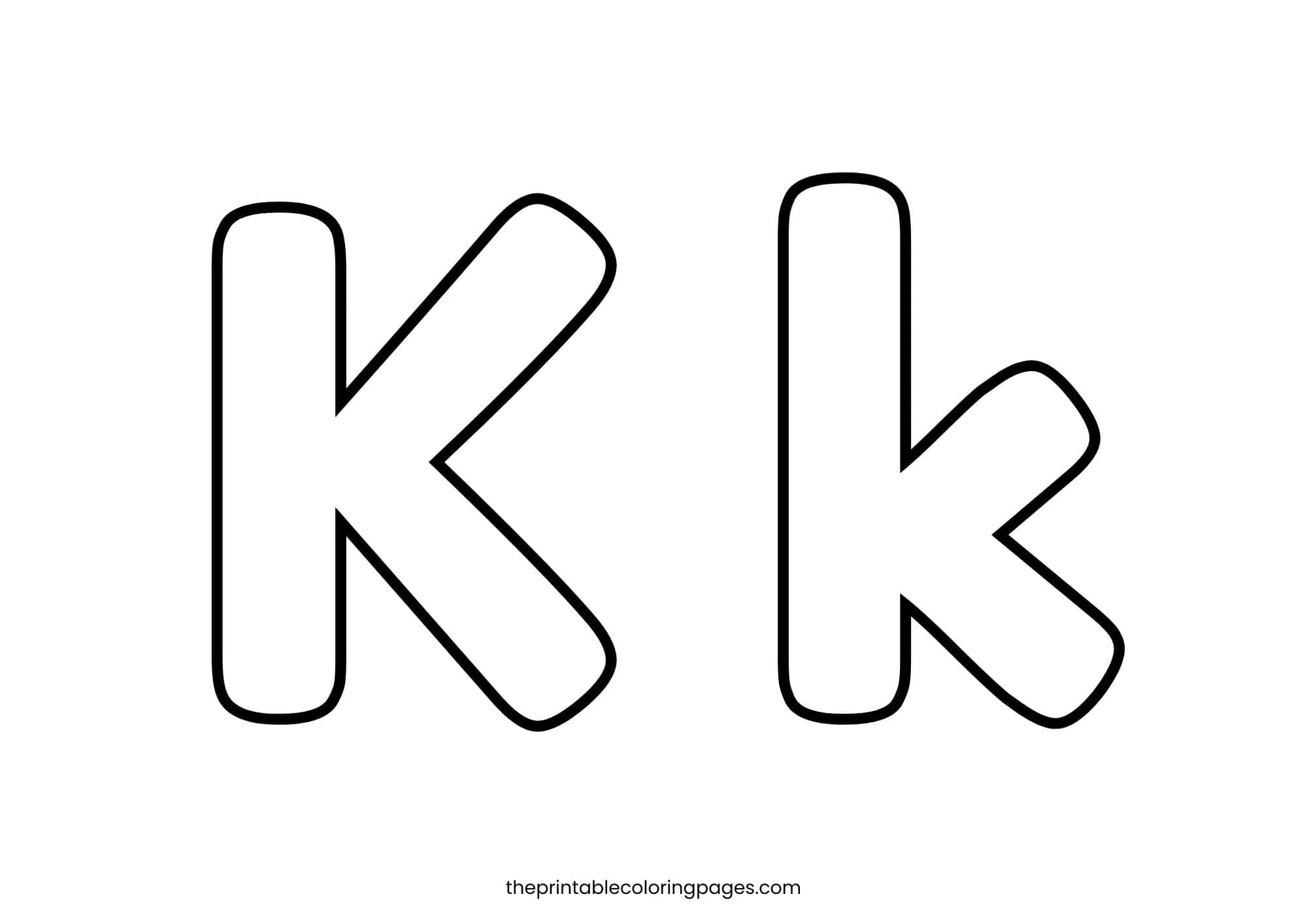 Simple uppercase and lowercase letter K with thick lines and white background.