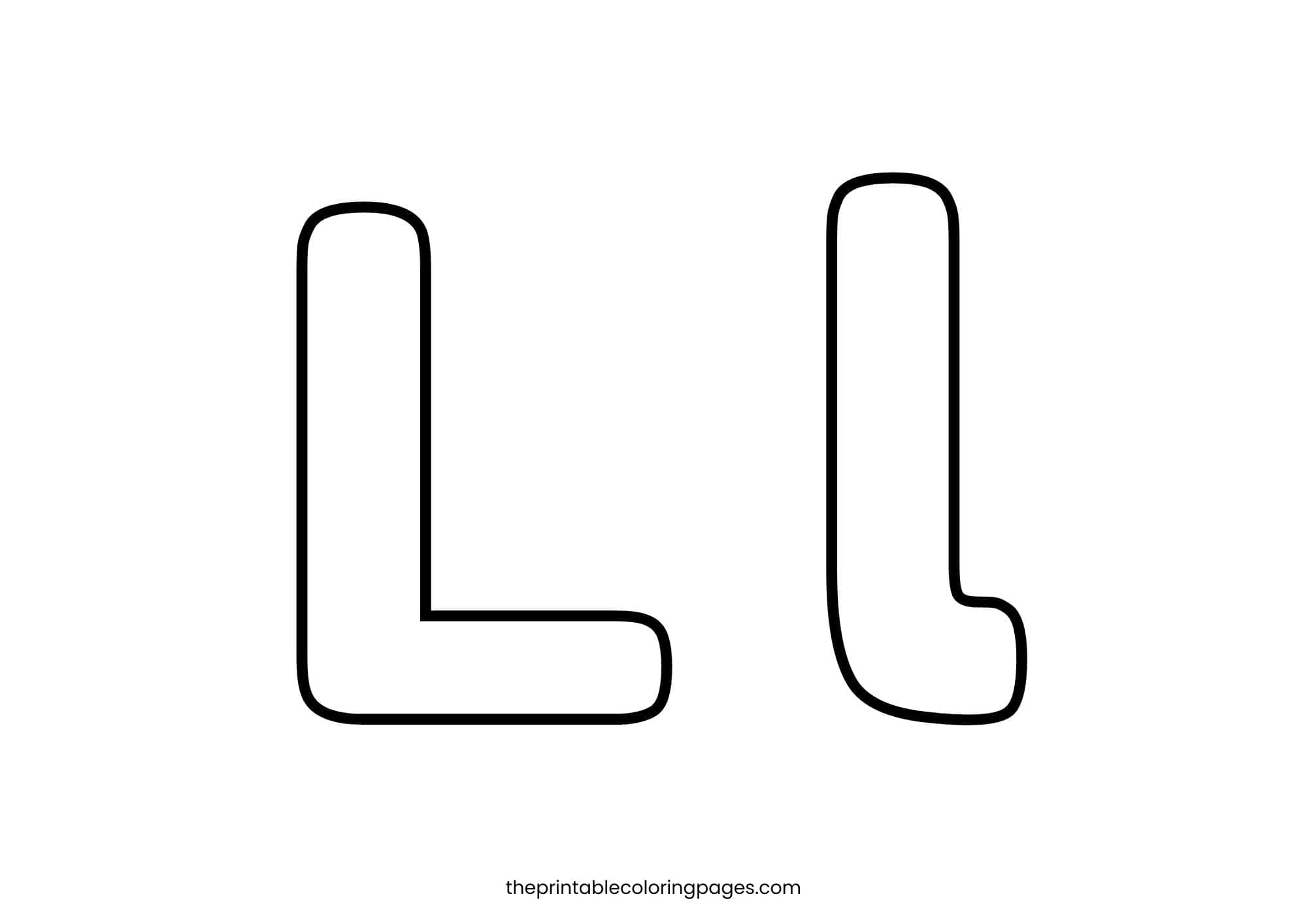 Bold letter L with thick outlines for easy preschool coloring activities.