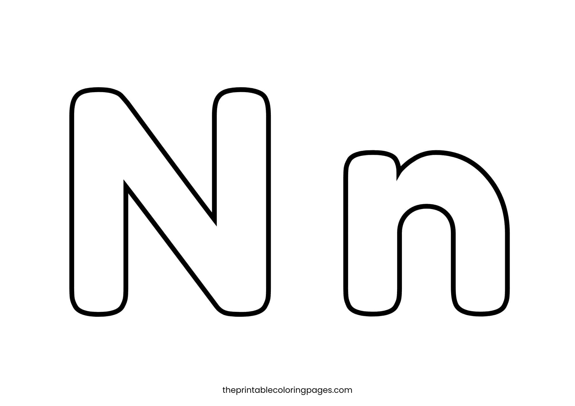 Preschool-style letter N with thick lines and a clean background.