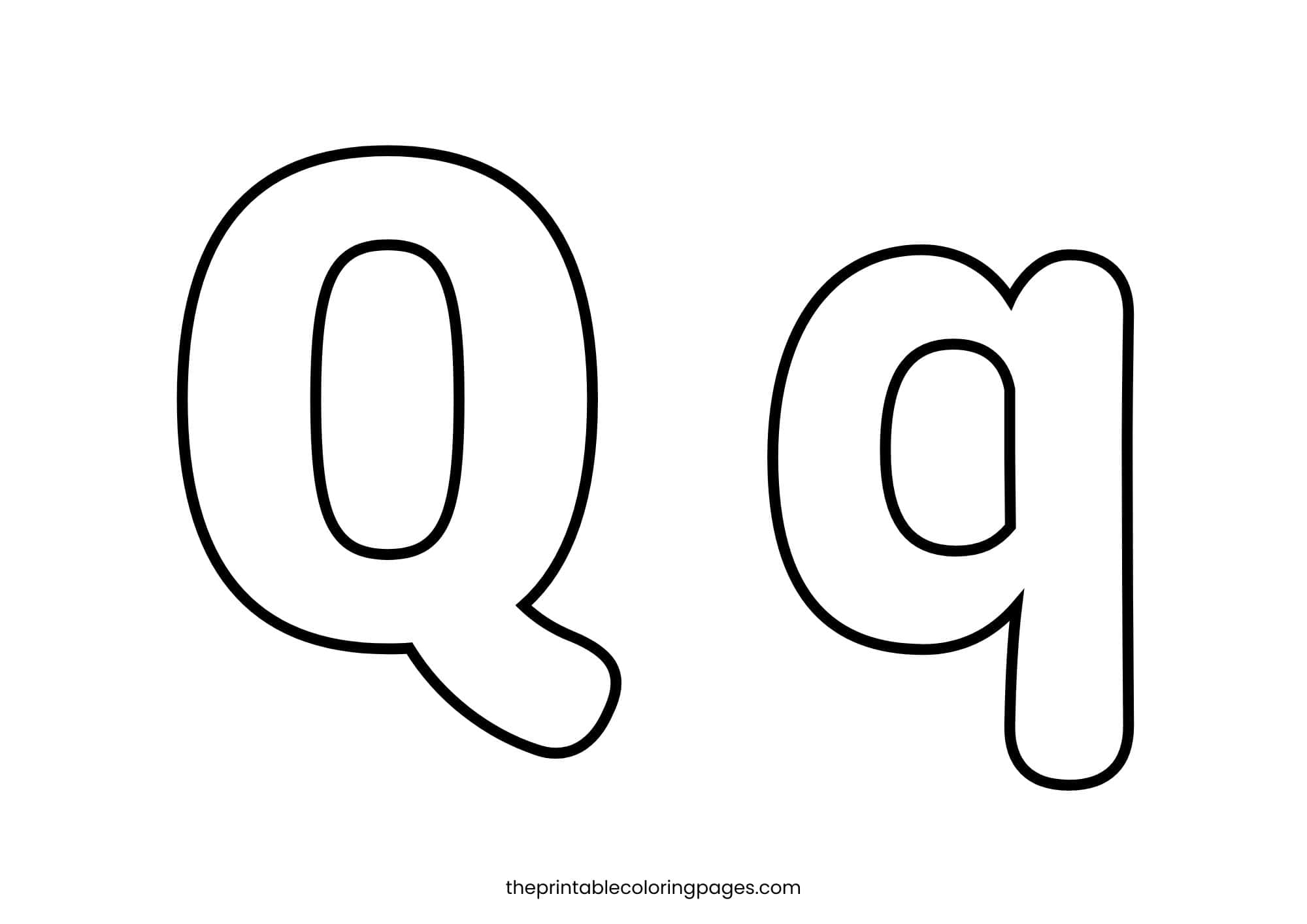 Thickly outlined letter Q for preschoolers on a clean white background.