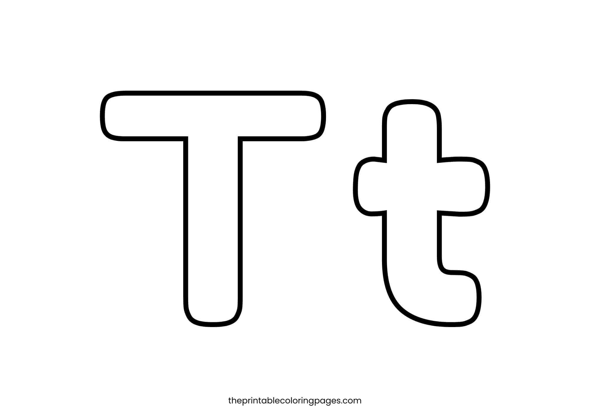Simple letter T with thick lines and a clean background for kids.