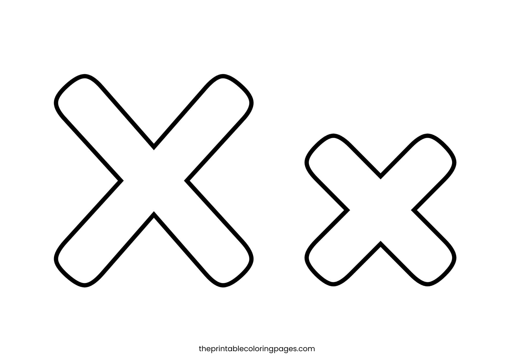Simple uppercase and lowercase letter X with bold outlines for kids.