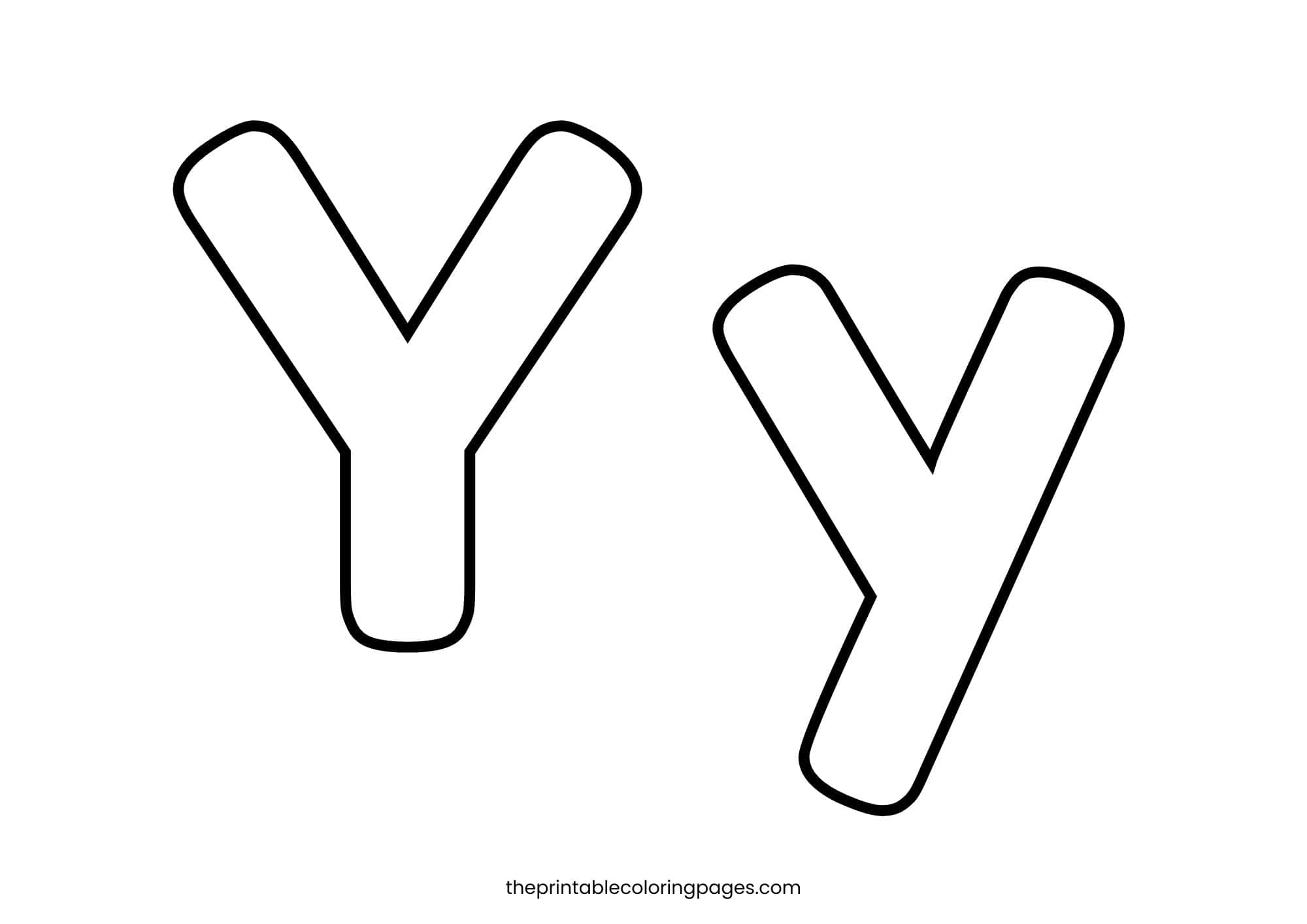 Bold letter Y with thick outlines and simple preschool-friendly design.