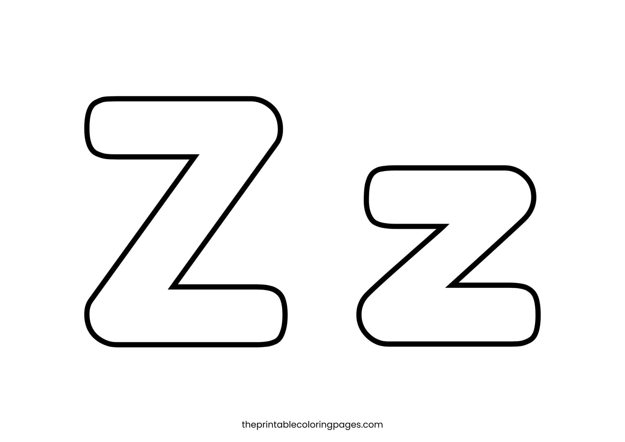 Simple letter Z with thick lines and large spaces for toddlers.