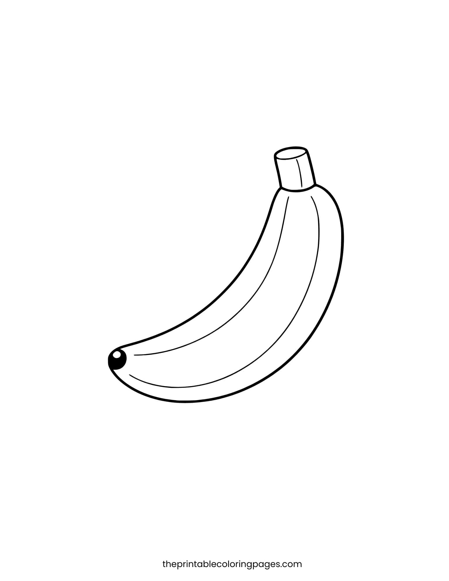 A simple banana outline with thick black lines on a clean white background.