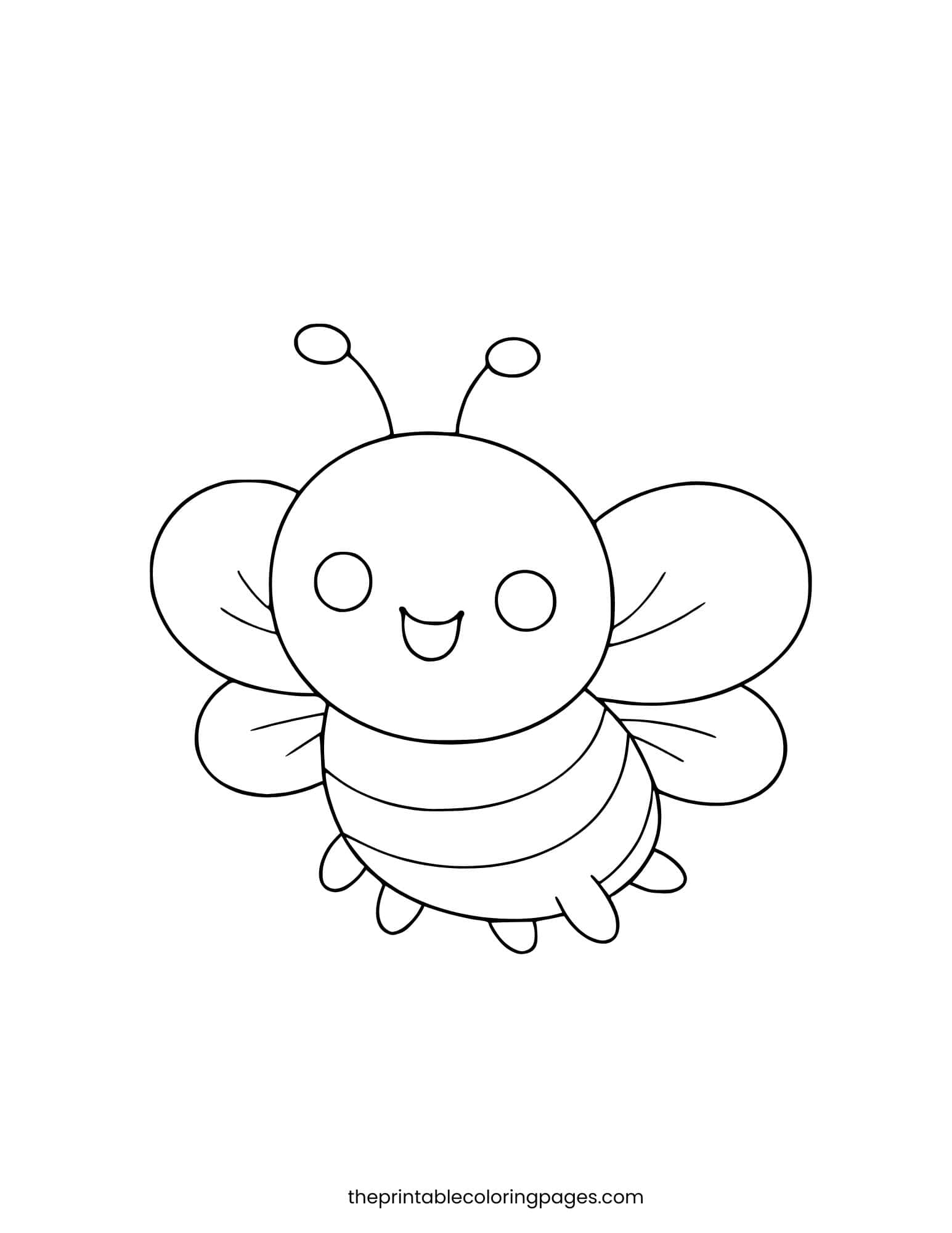Very simple bee with thick outlines and large coloring spaces.