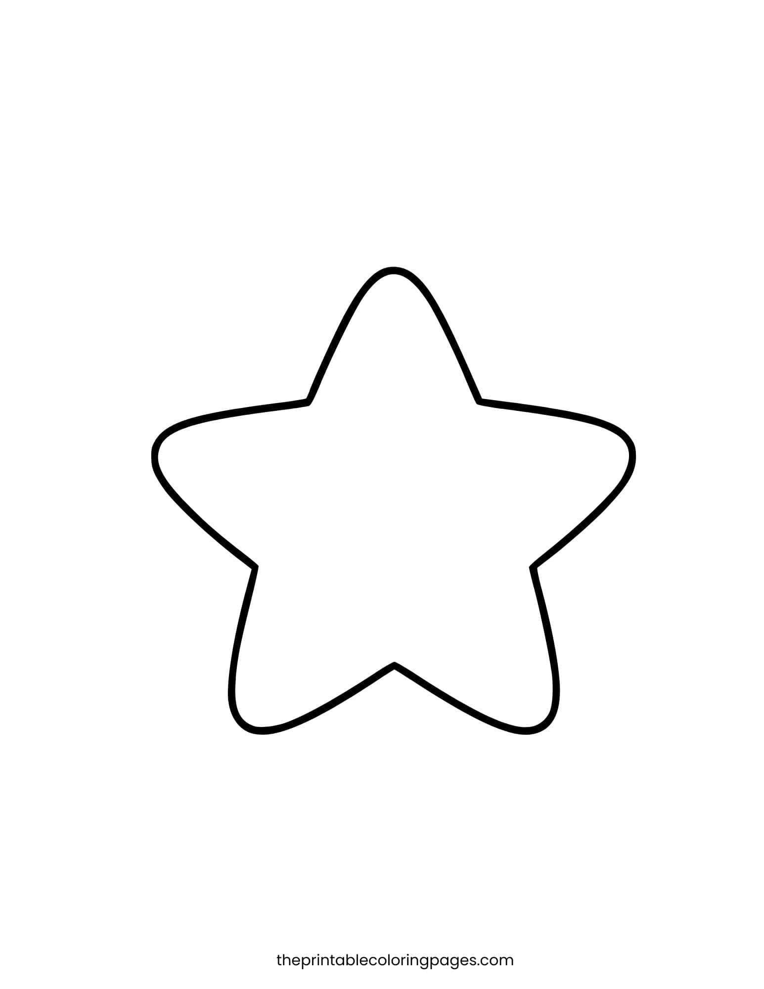 Simple rounded star with thick outlines and a clean white background. Preschool-friendly shape.