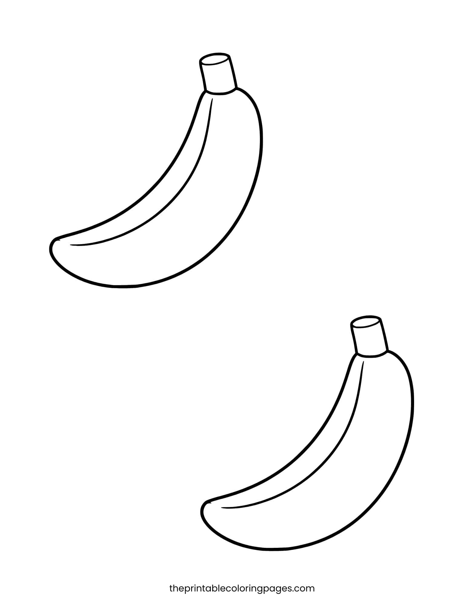 Two simple bananas on a white background for early counting and coloring.