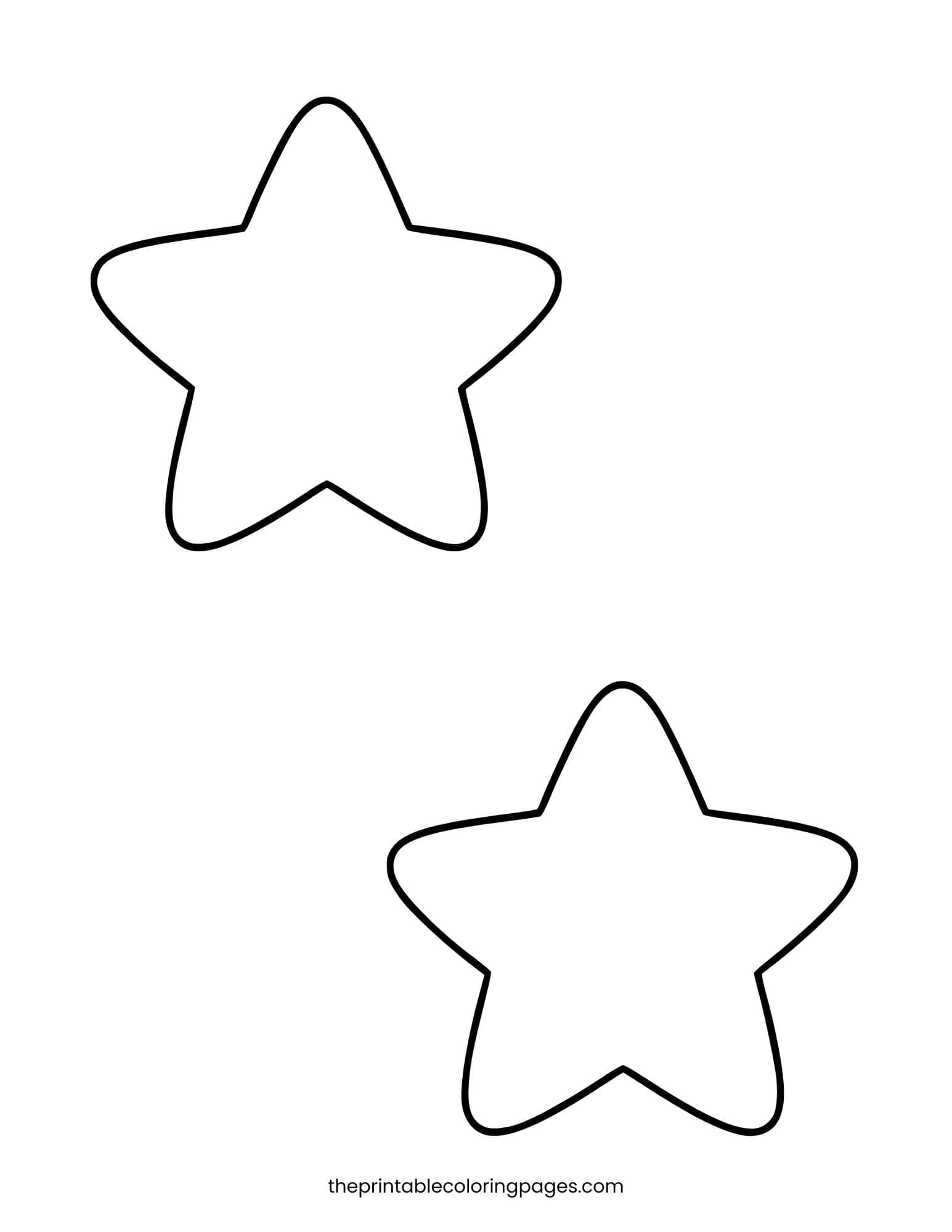Two large blank star templates with thick outlines for crafts and coloring.