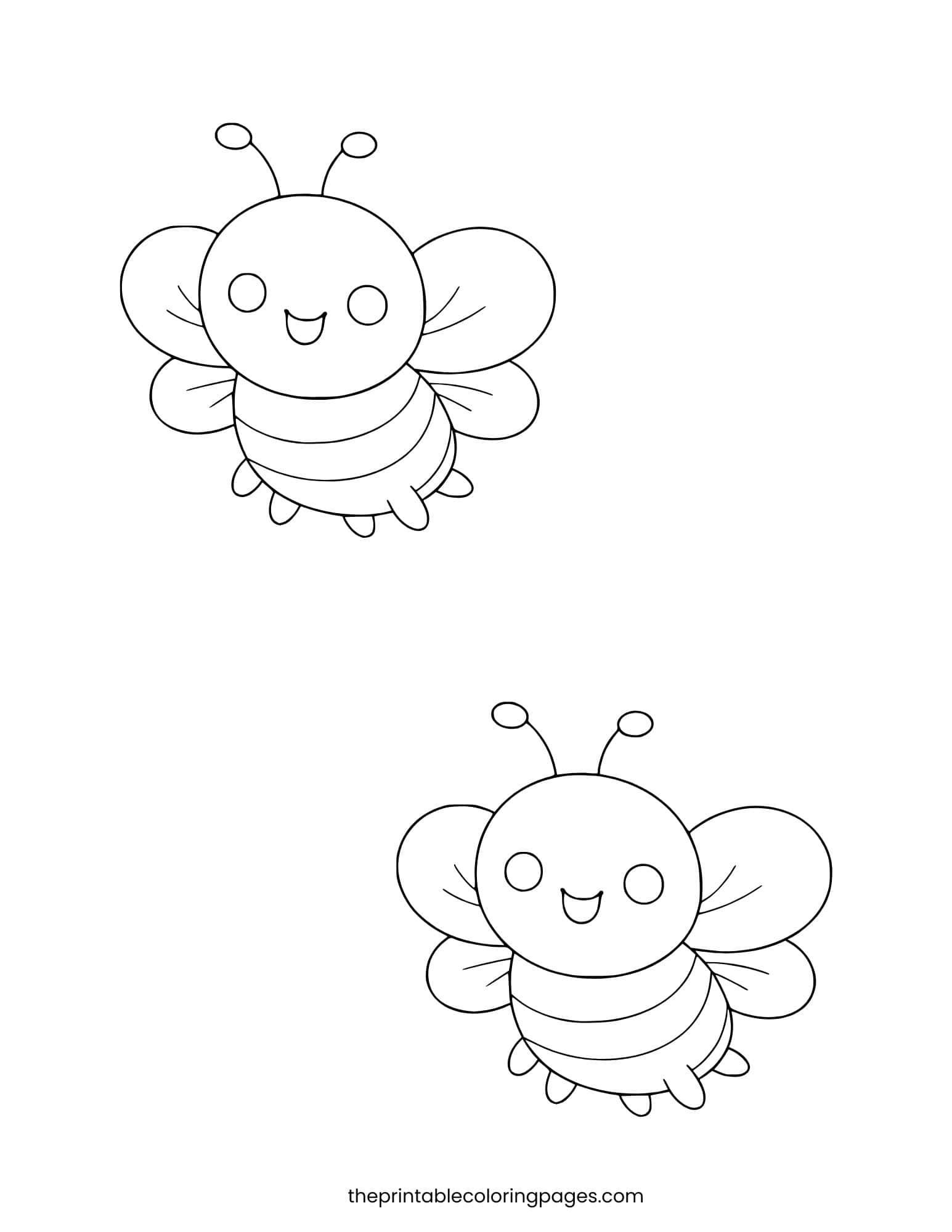 Two identical simple bees stacked vertically for coloring.