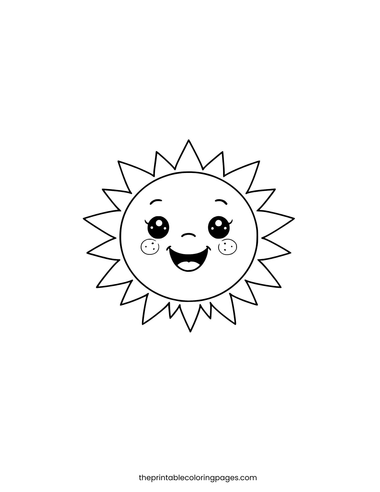 Cute smiling sun with a happy face and thick outlines.