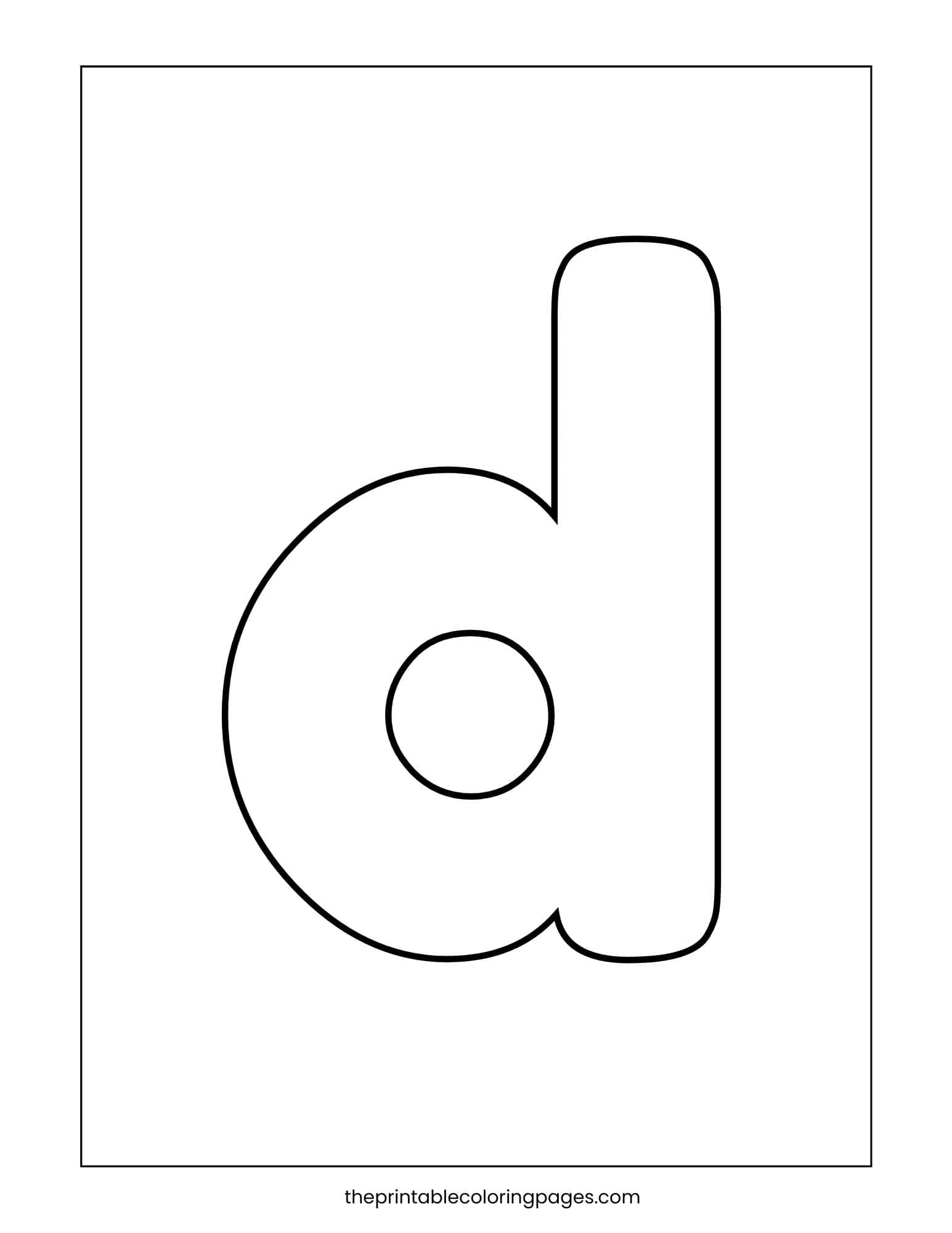 Small letter d with thick outlines in a preschool-friendly style.