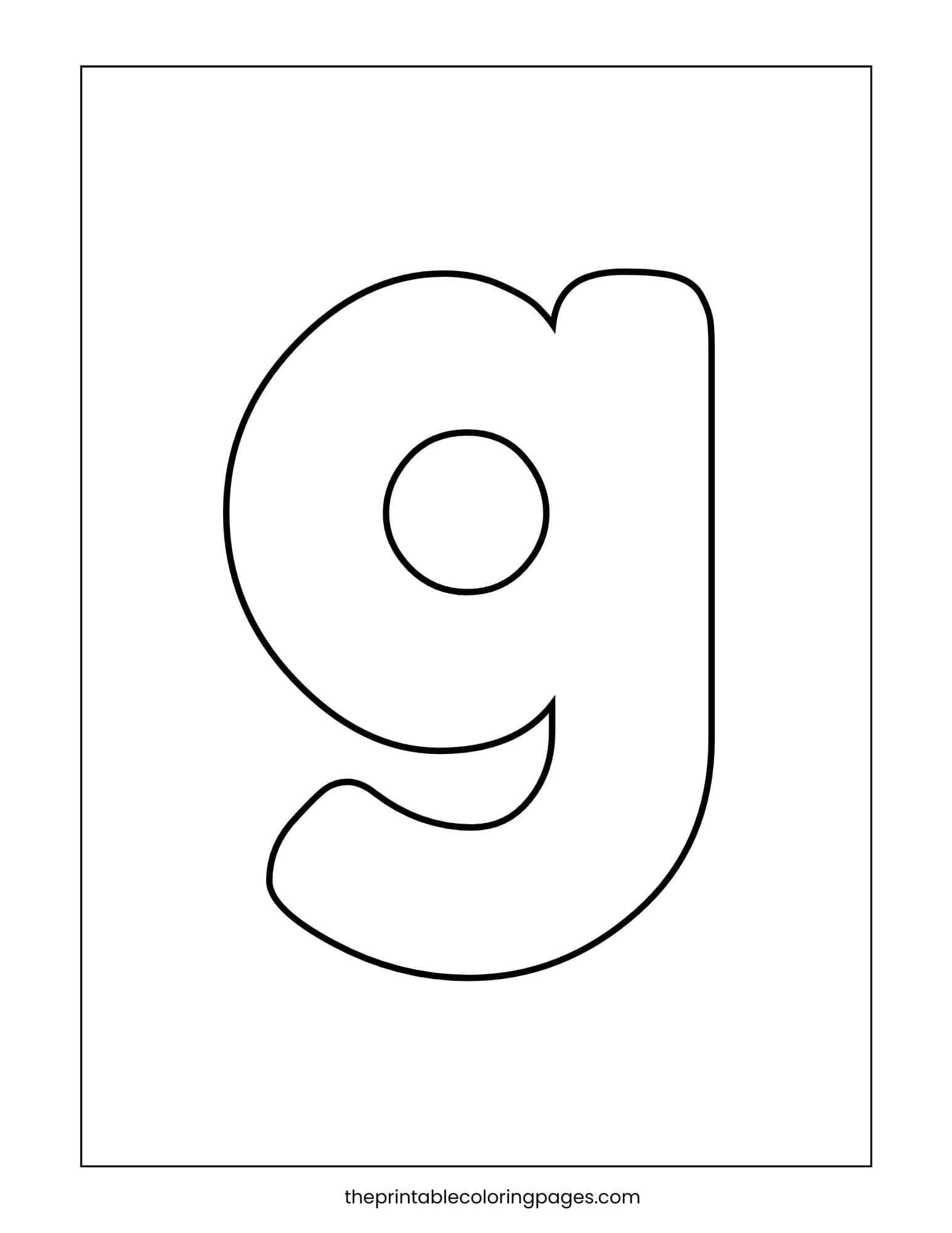 Lower case letter g with thick outlines for preschoolers.