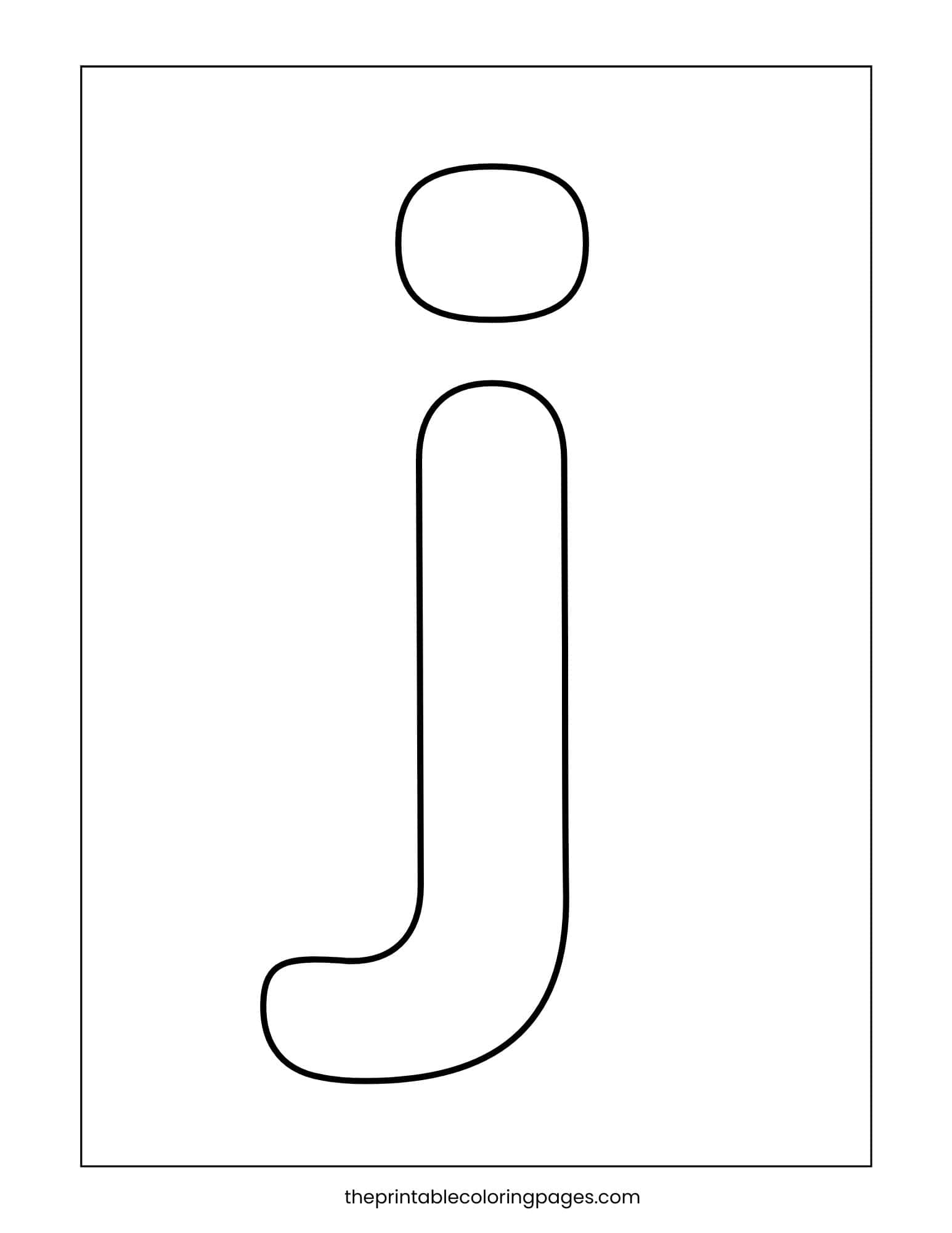 Small letter j with thick lines for easy coloring.