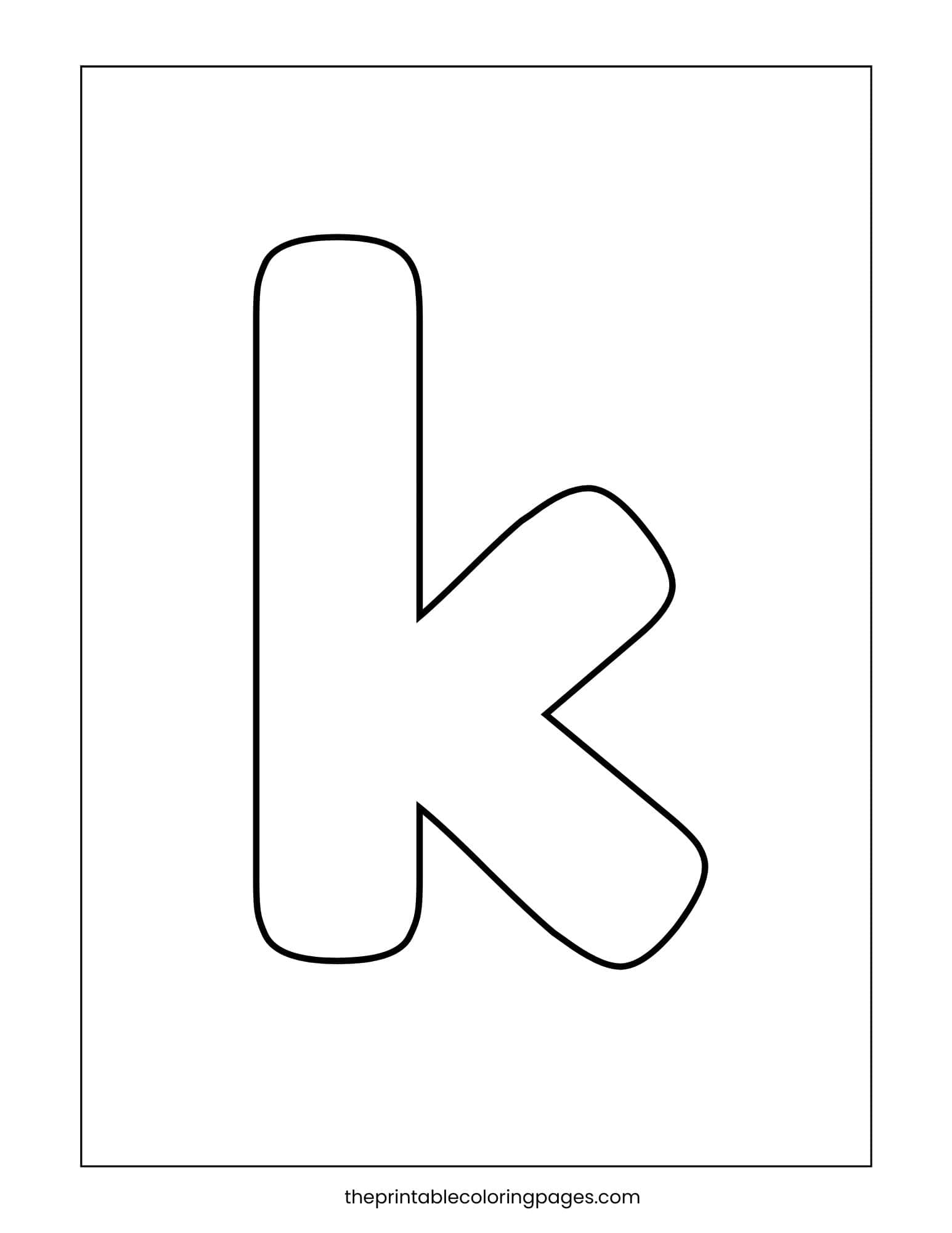 Lower case letter k with thick outlines on white.