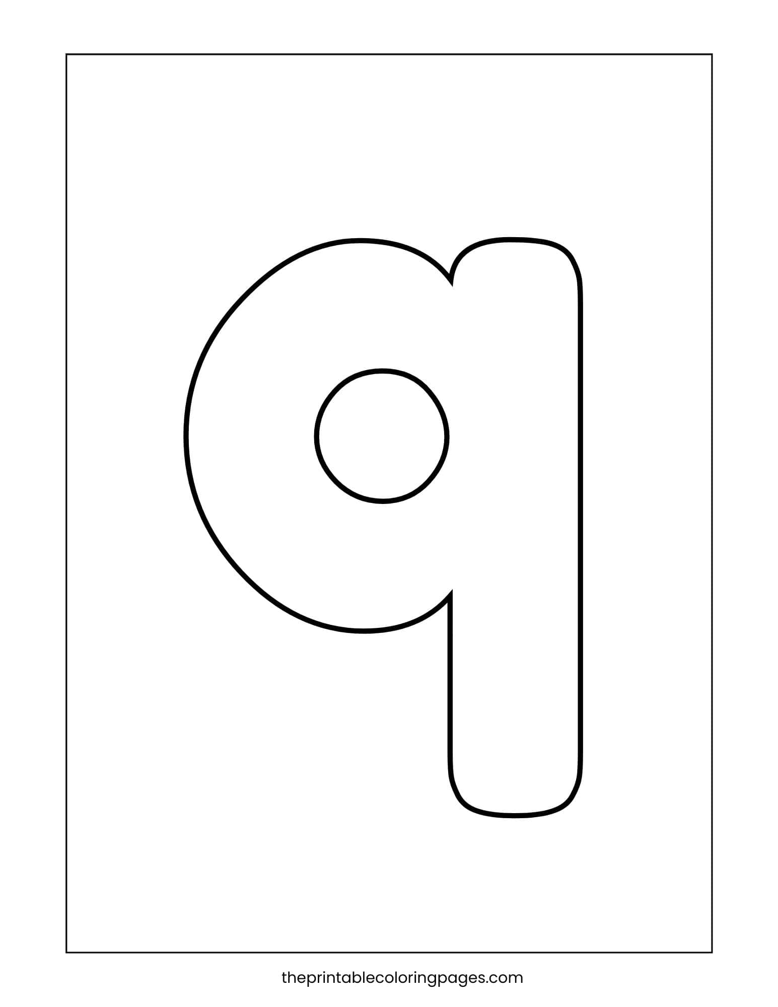Lower case letter q with thick outlines on white background.