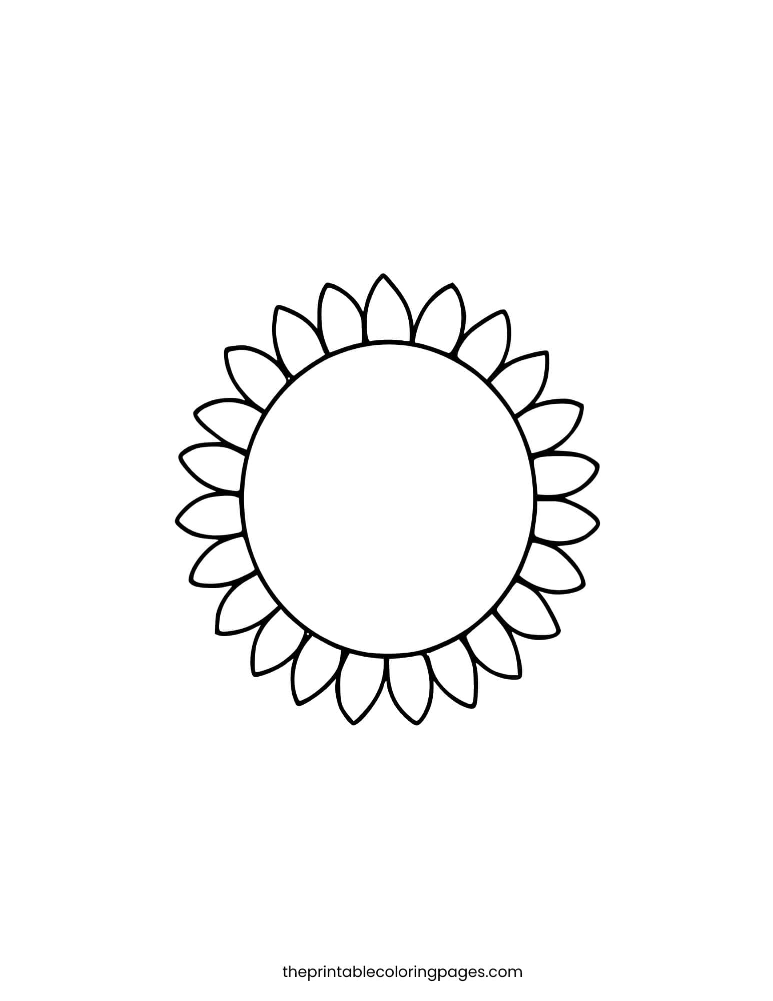 Sun template with rounded petal-like rays and thick outlines.