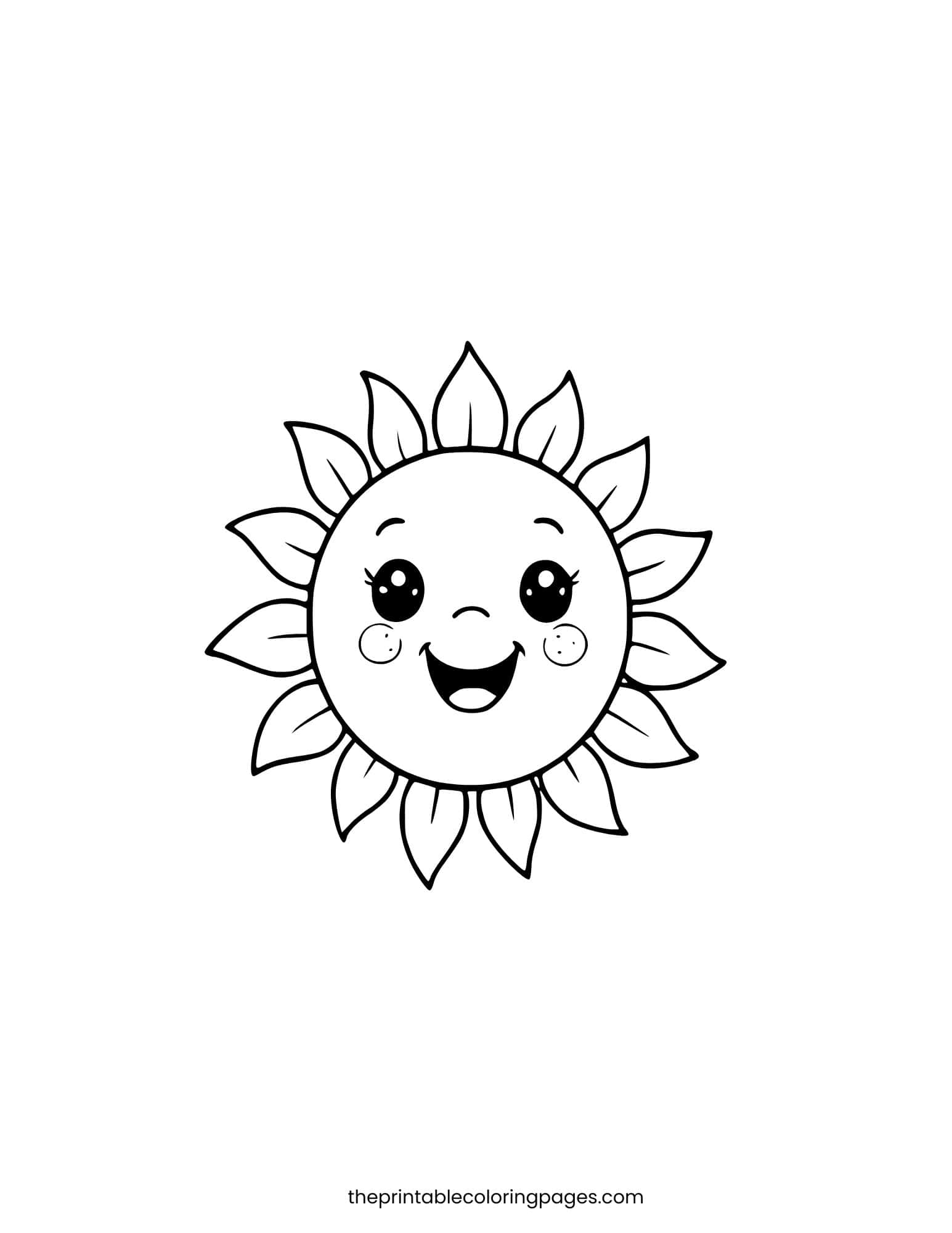 Happy sun with leaf-like rays and a cute face.