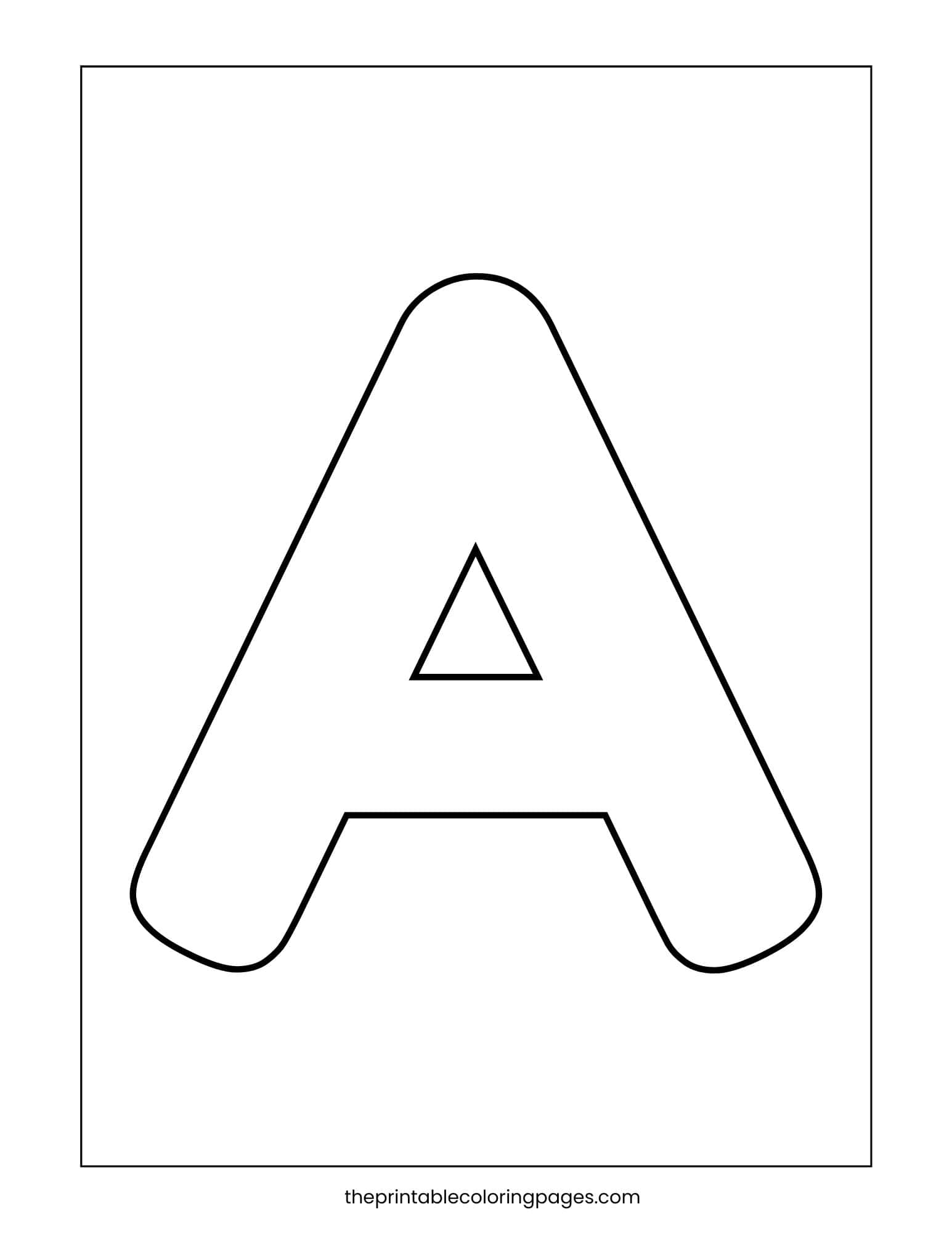 Large capital letter A with thick outlines and a clean white background for preschoolers.