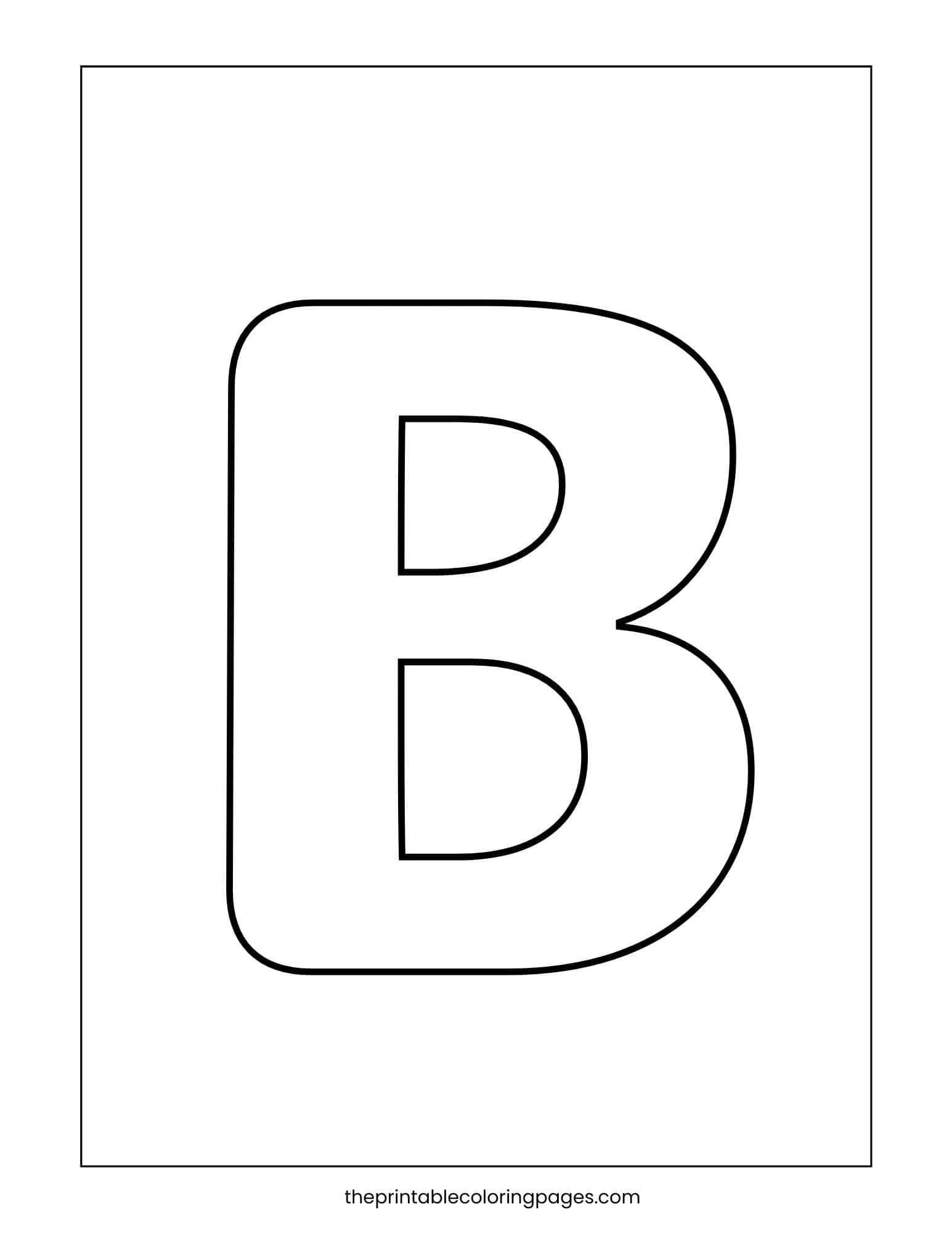 Simple capital letter B with thick borders and large coloring spaces.