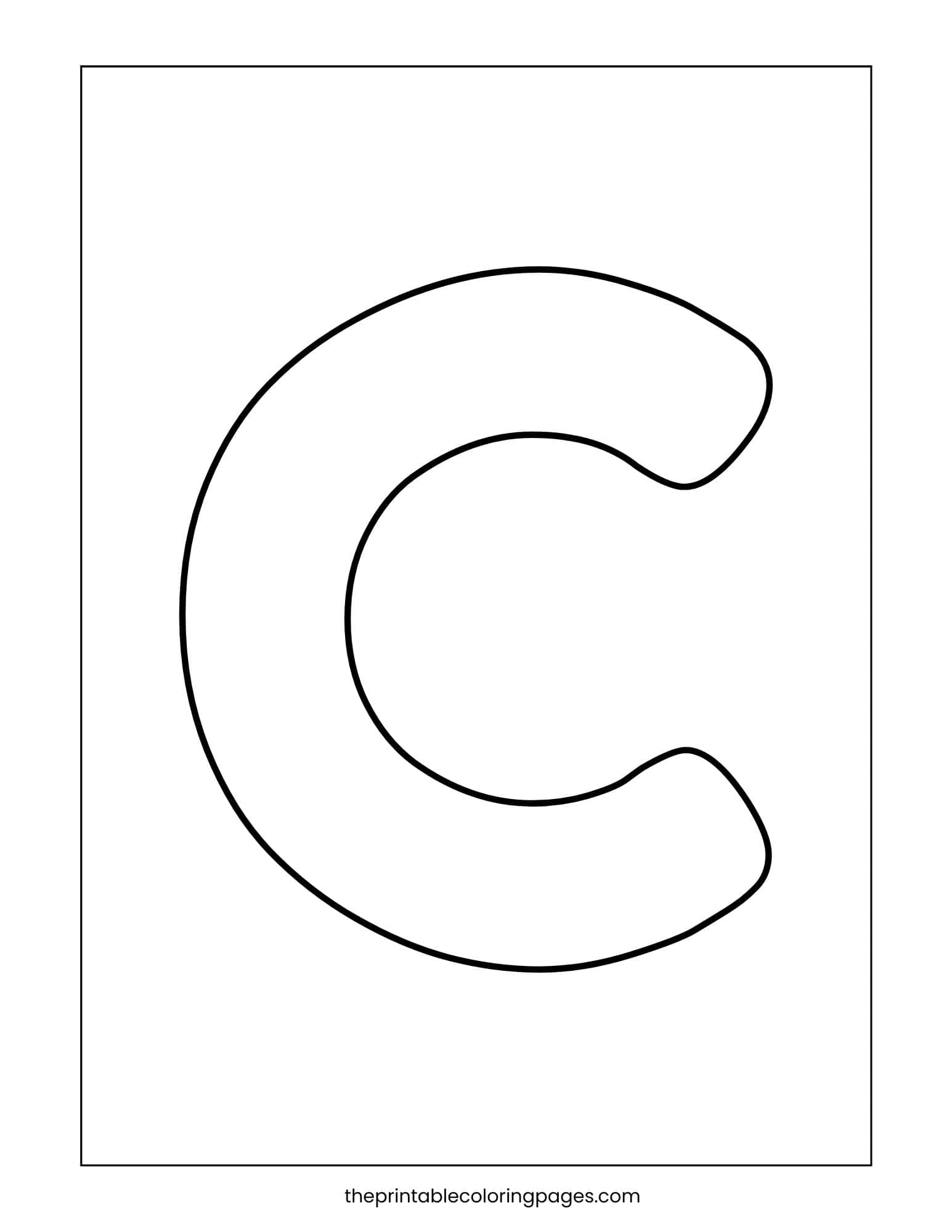 Rounded capital letter C with thick outlines and a preschool-friendly design.