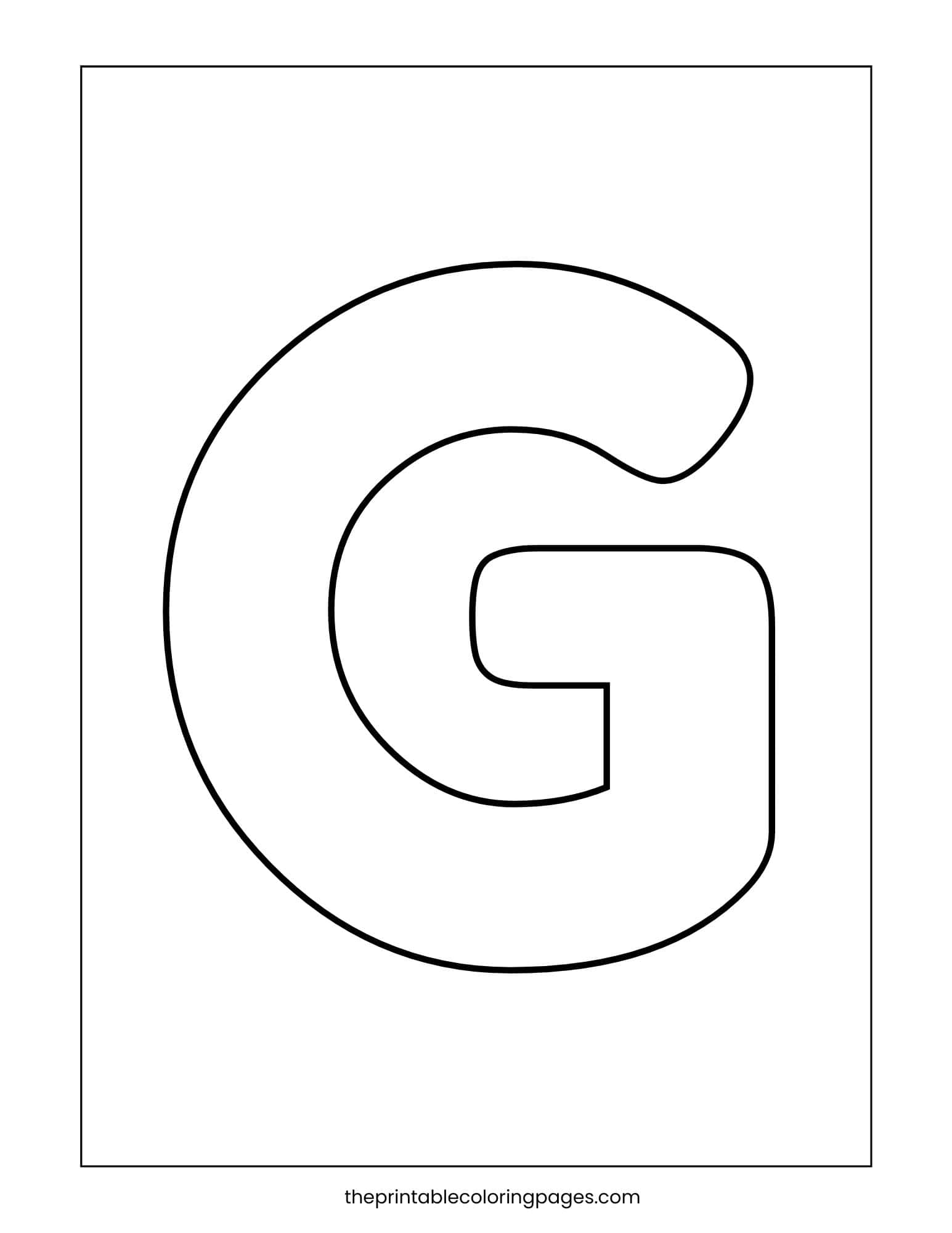 Bold capital letter G with thick outlines and large spaces for little hands.