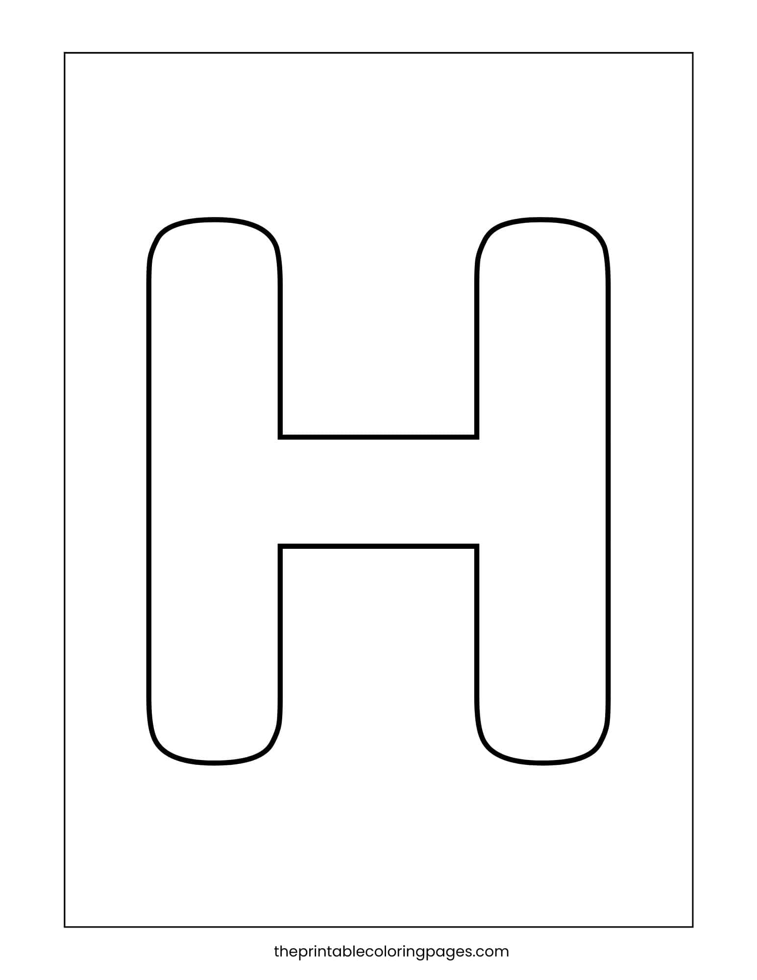 Large capital letter H with thick lines and a preschool-friendly layout.