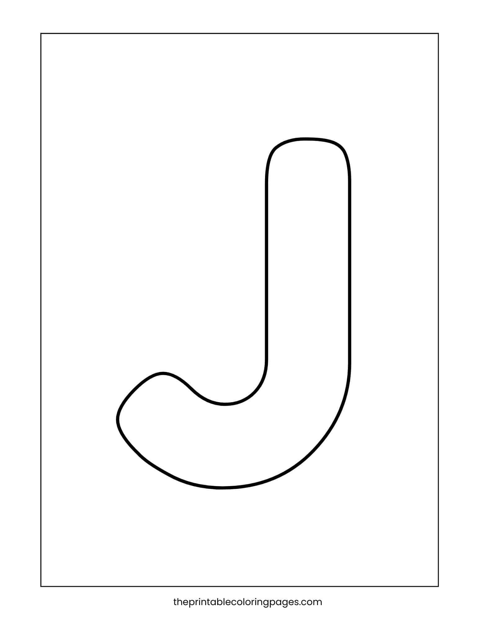 Rounded capital letter J with thick outlines and simple coloring areas.