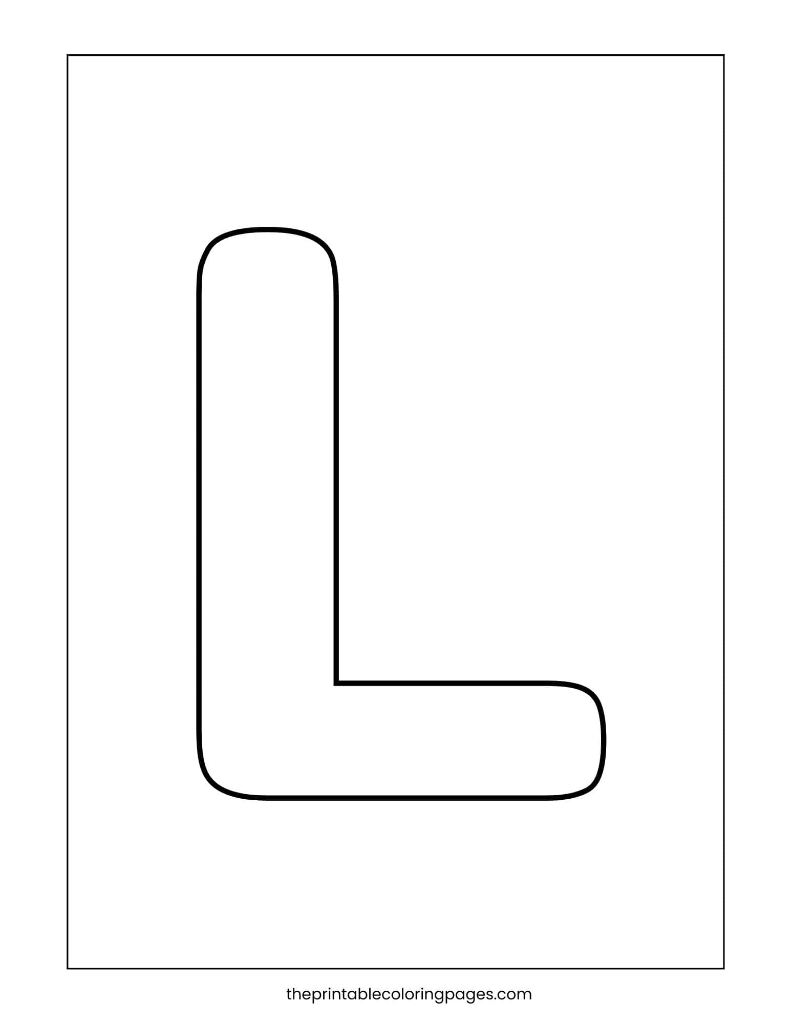 Simple capital letter L with thick borders and a clean white background.