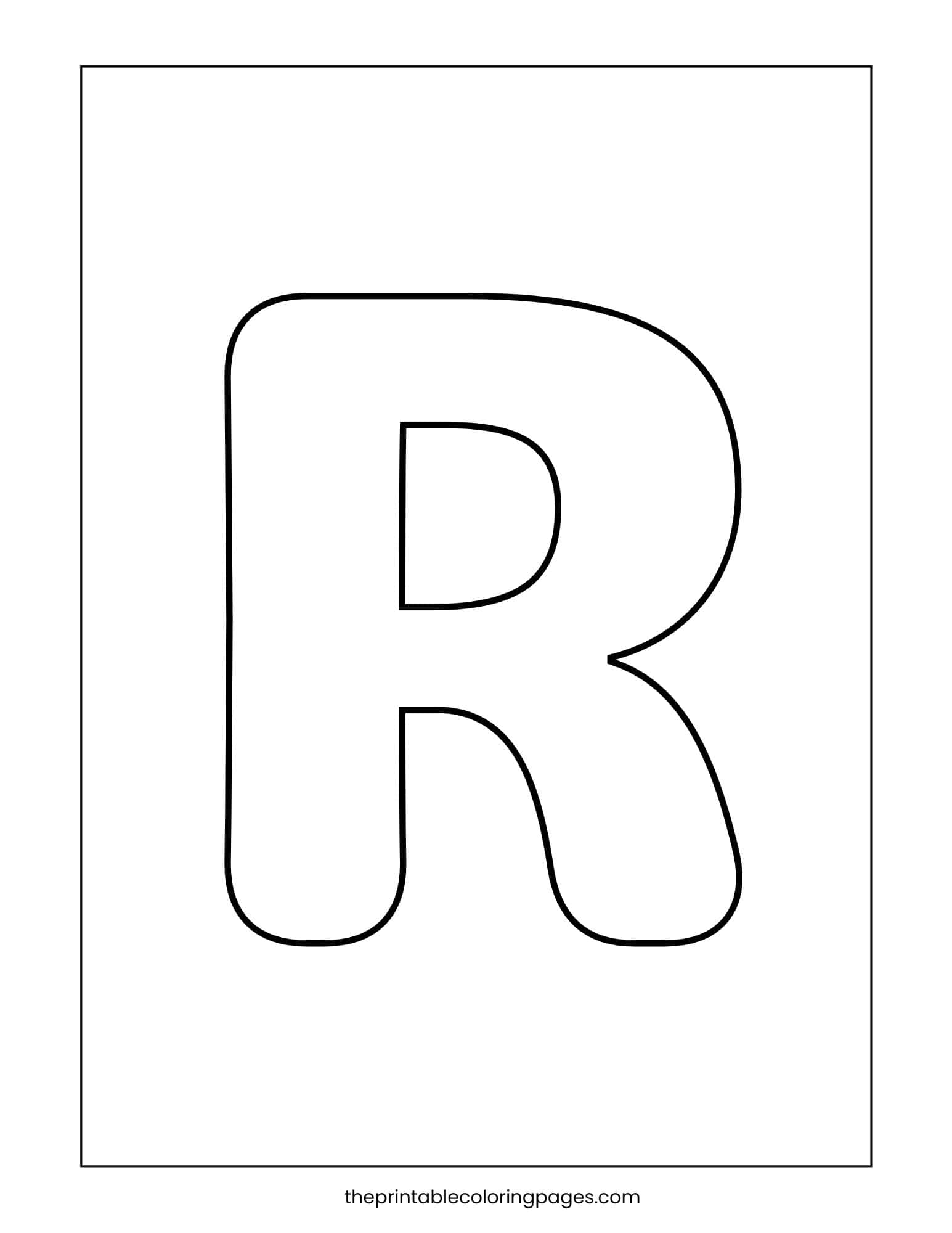 Large capital letter R with thick lines for early childhood learning.