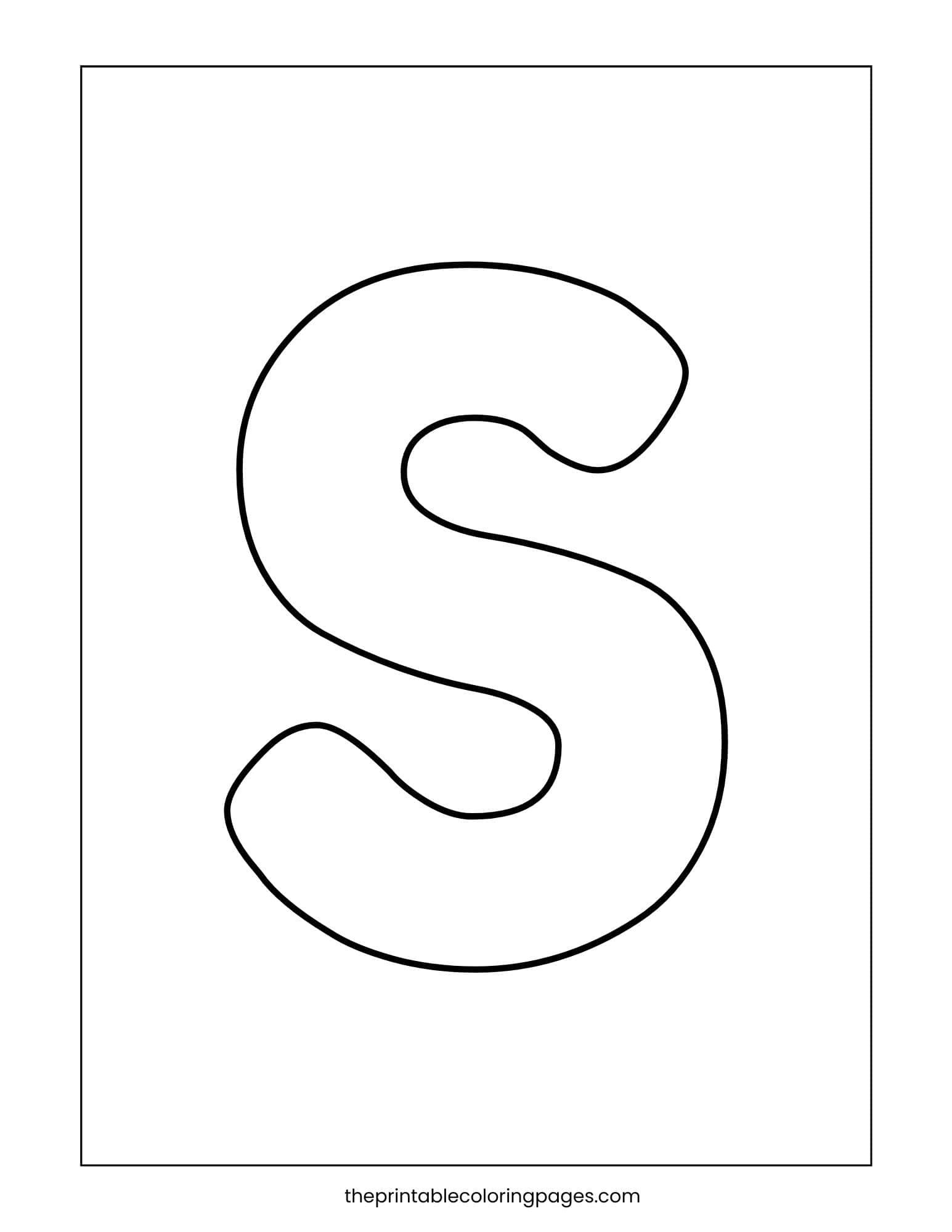 Curved capital letter S with thick outlines and preschool-friendly shapes.