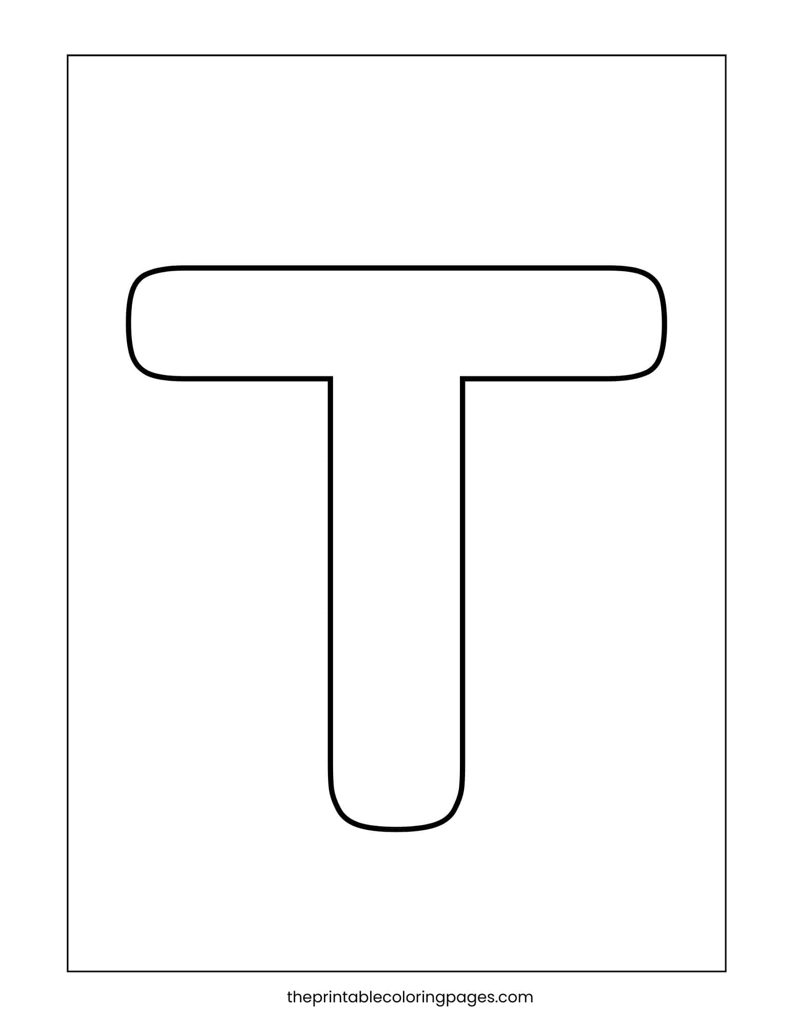 Simple capital letter T with thick borders and a white background.