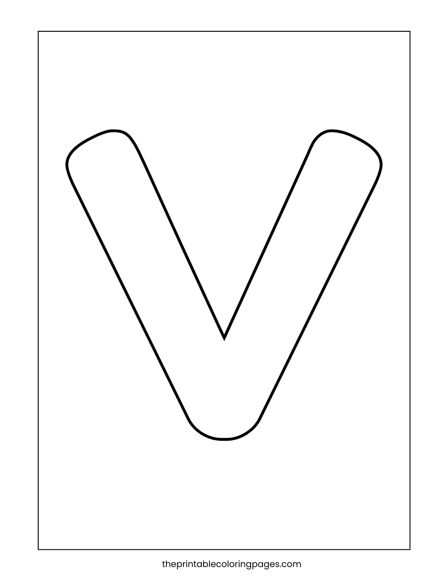Bold capital letter V with thick lines and a clean white background.
