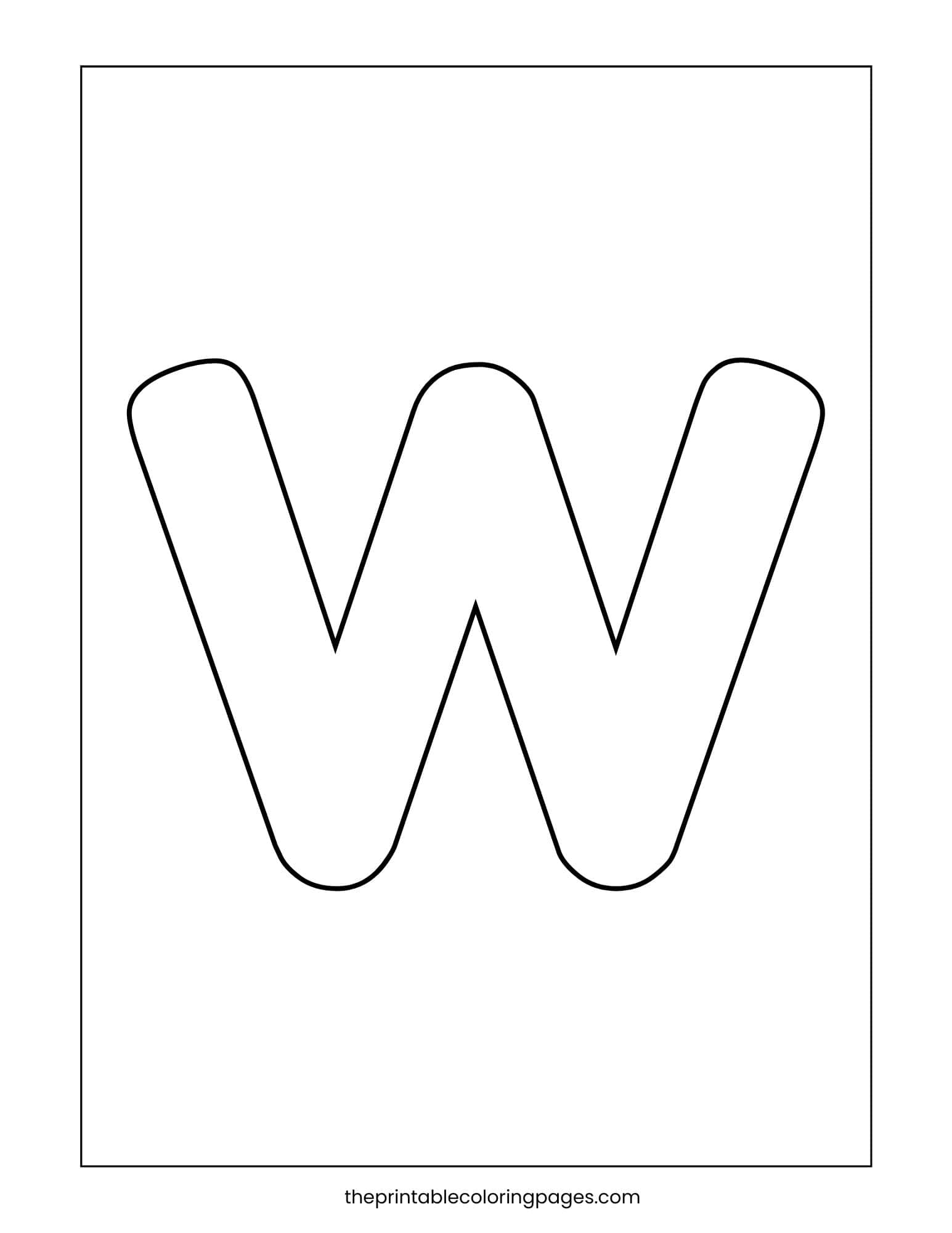 Large capital letter W with thick borders and simple shapes.